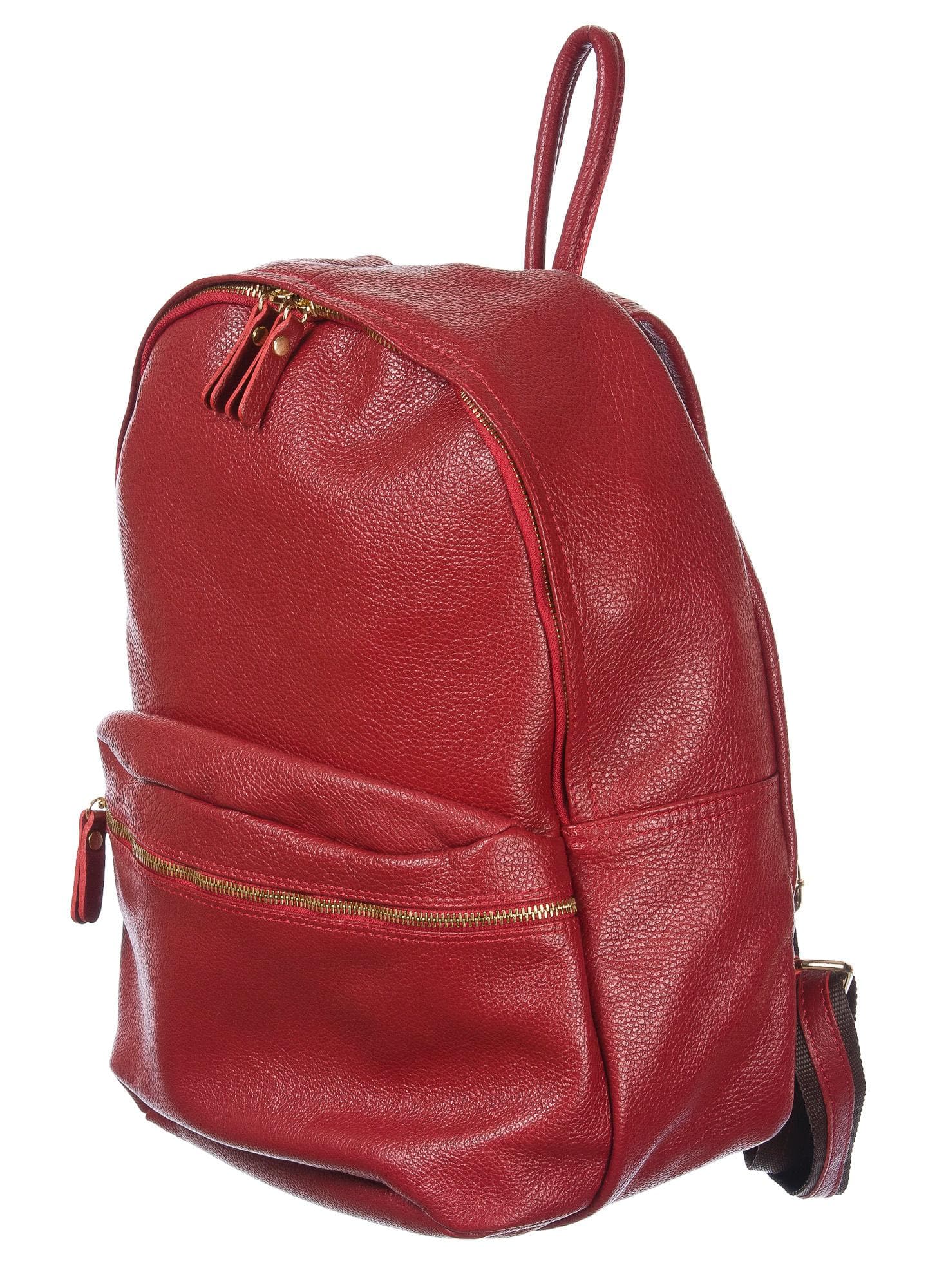 Borsa zaino in vera pelle CHIAROSCURO mod. BERNINA colore ROSSO Made in Italy.