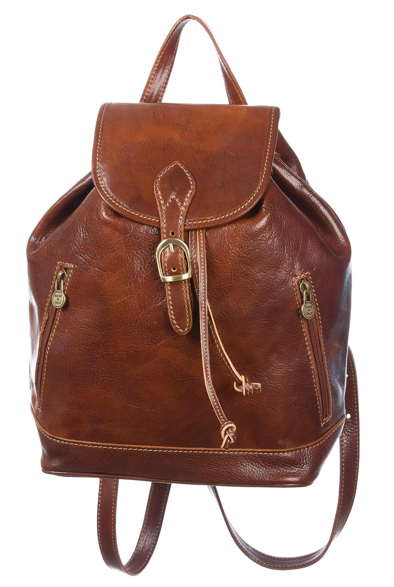 Zaino in vera pelle CHIAROSCURO mod. MONTE LEONE maxi colore MARRONE Made in Italy.