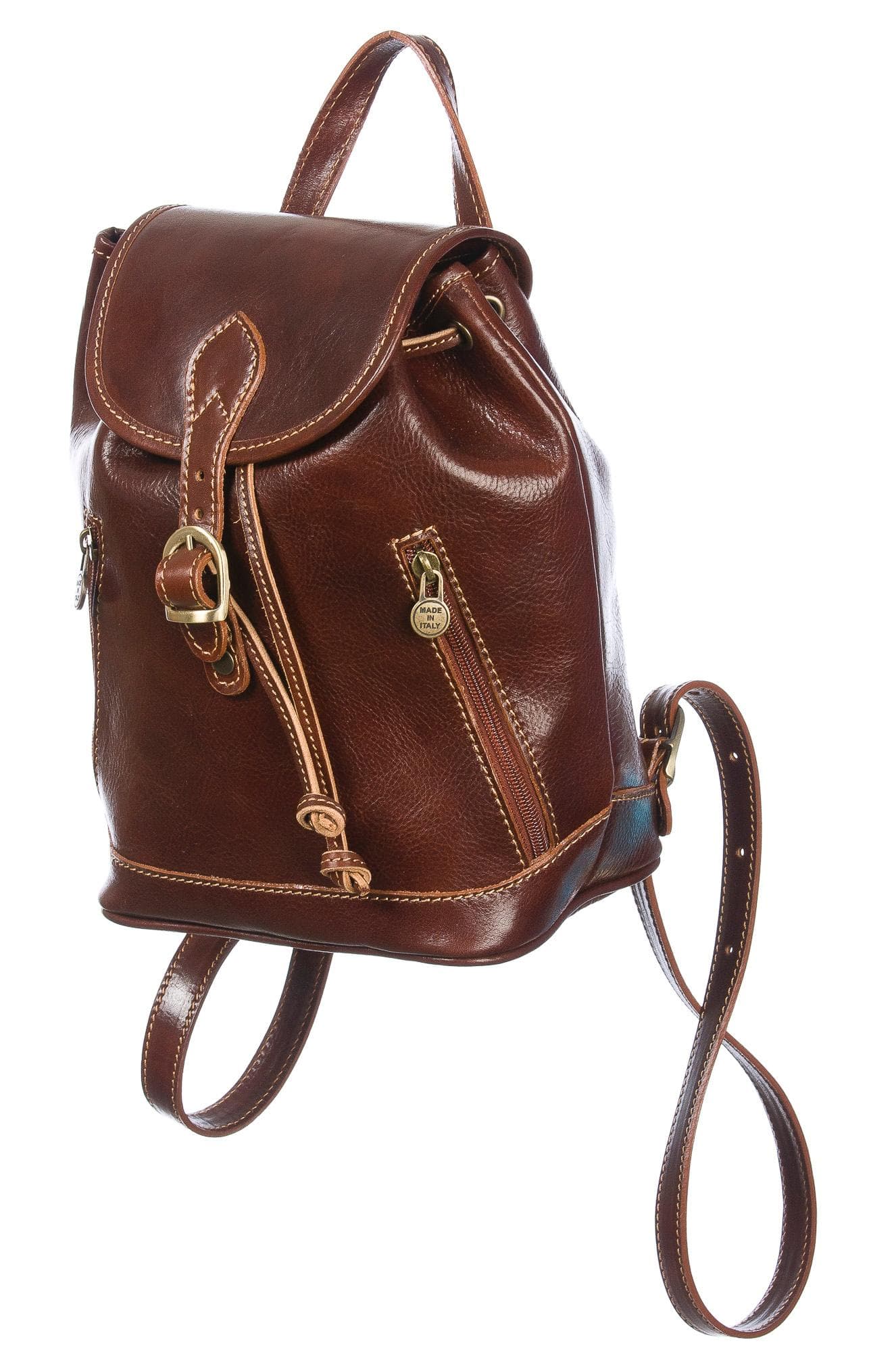 Zaino in vera pelle CHIAROSCURO mod. MONTE LEONE colore MARRONE Made in Italy.