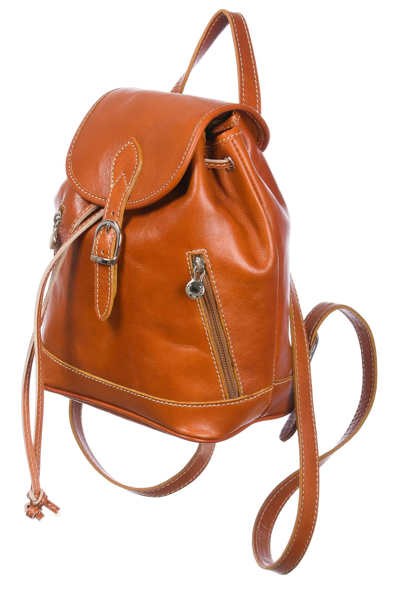 Zaino in vera pelle CHIAROSCURO mod. MONTE LEONE colore MIELE Made in Italy.