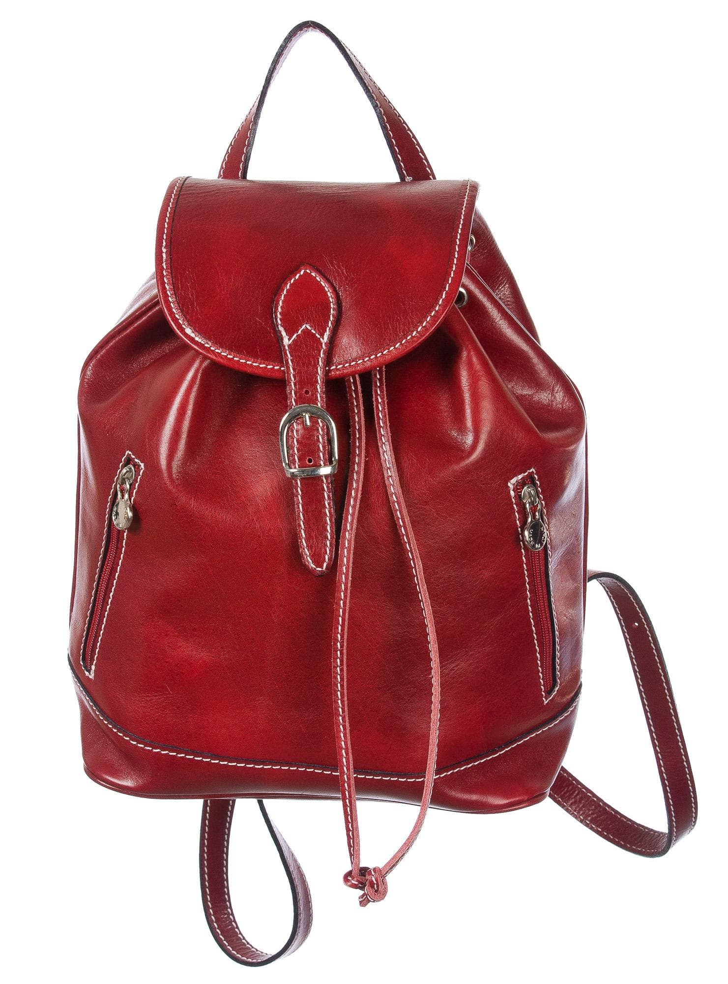 Zaino in vera pelle CHIAROSCURO mod. MONTE LEONE maxi colore ROSSO Made in Italy.