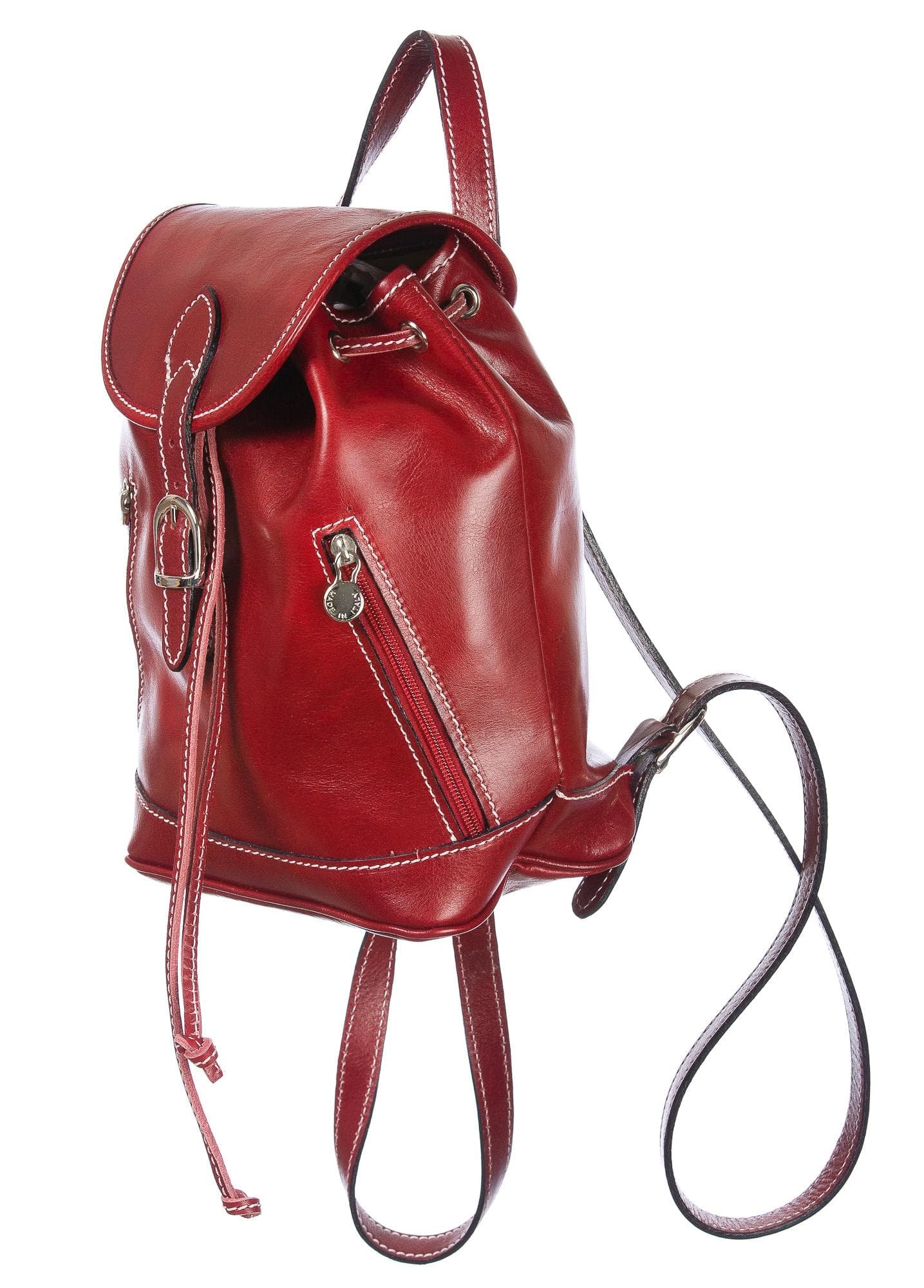 Zaino in vera pelle CHIAROSCURO mod. MONTE LEONE colore ROSSO Made in Italy.