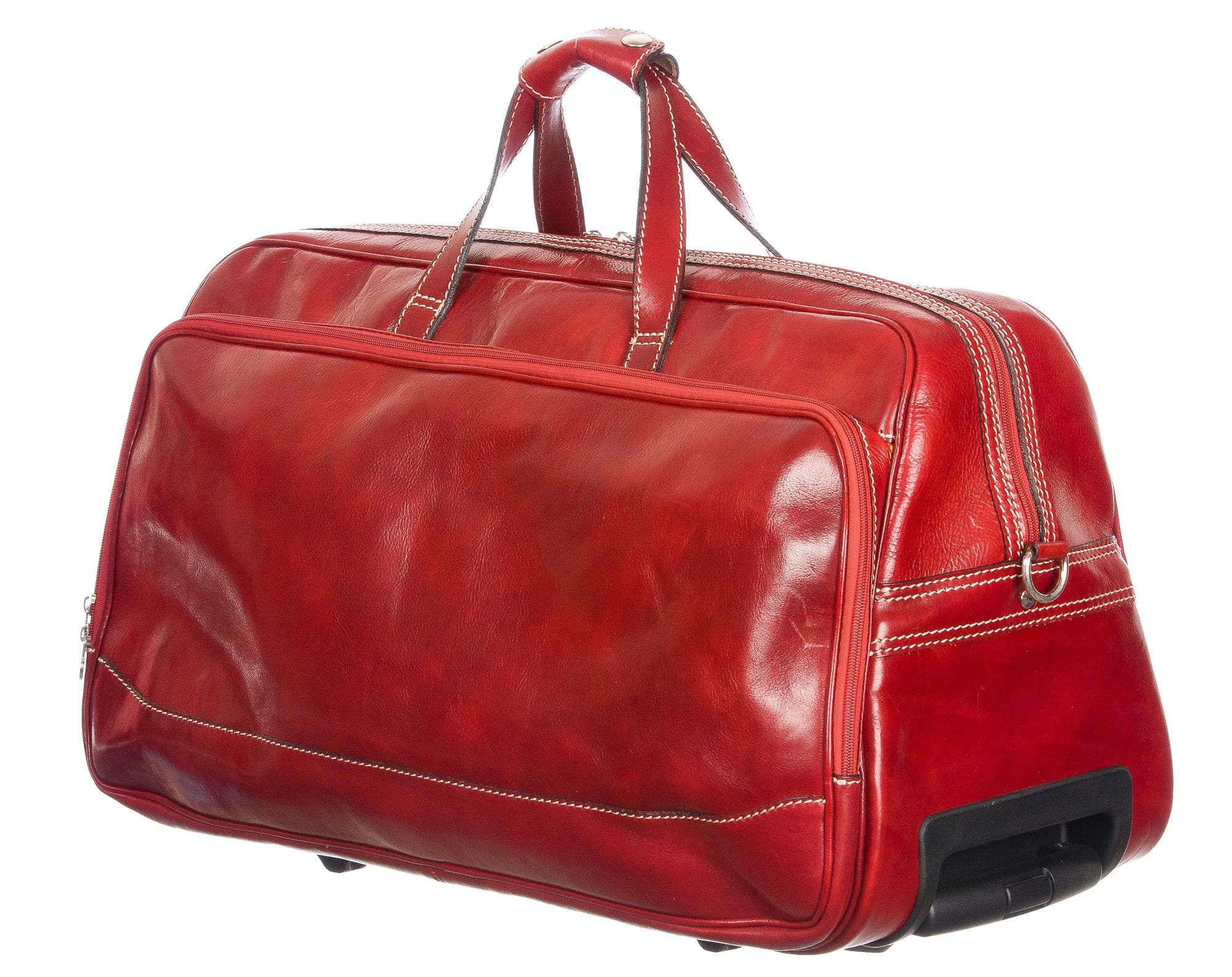 Borsone in vera pelle CHIAROSCURO mod. LAMBRO colore ROSSO Made in Italy (Borsa)