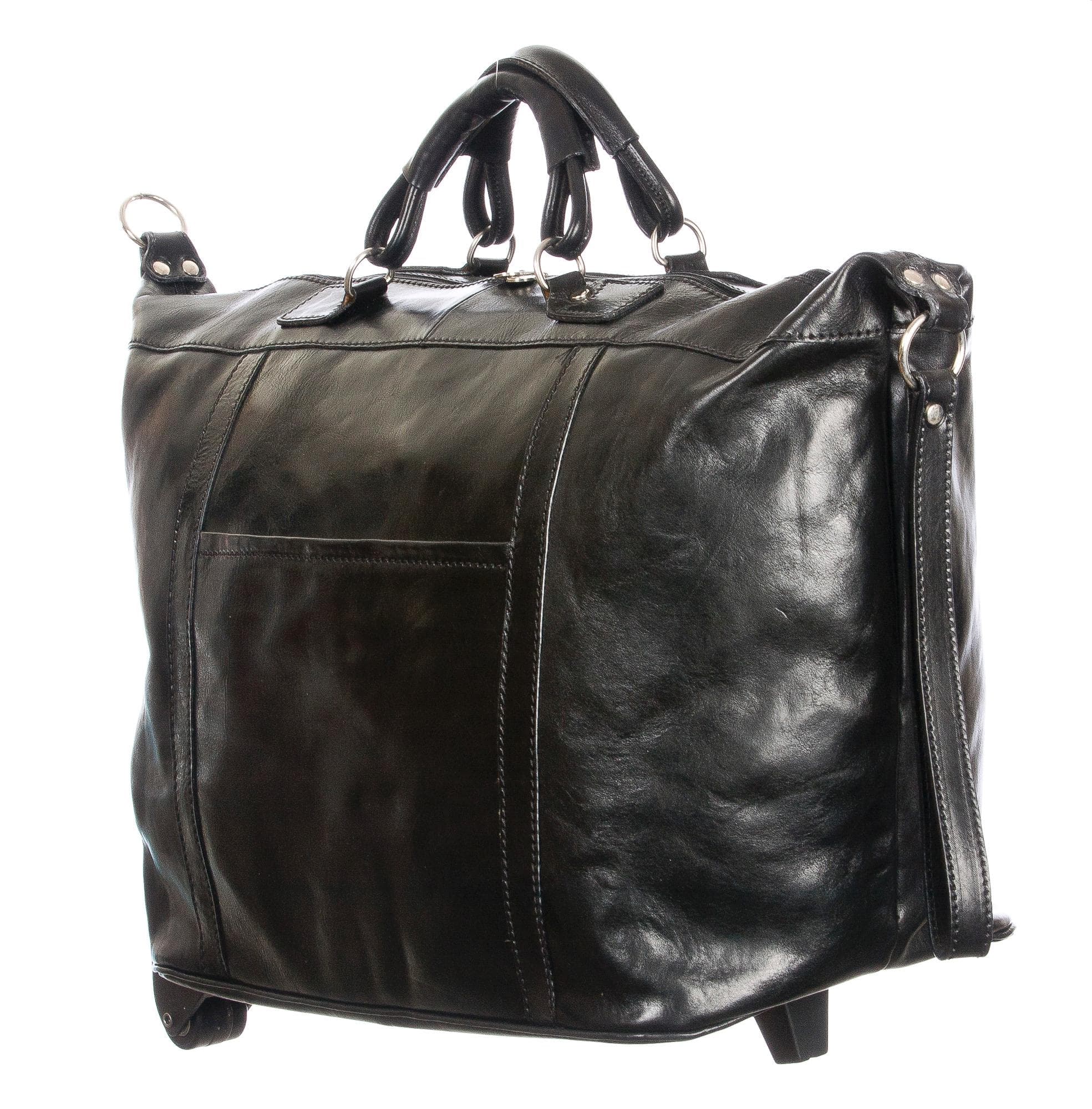 Borsone viaggio in vera pelle CHIAROSCURO mod. BRENTA colore NERO Made in Italy.