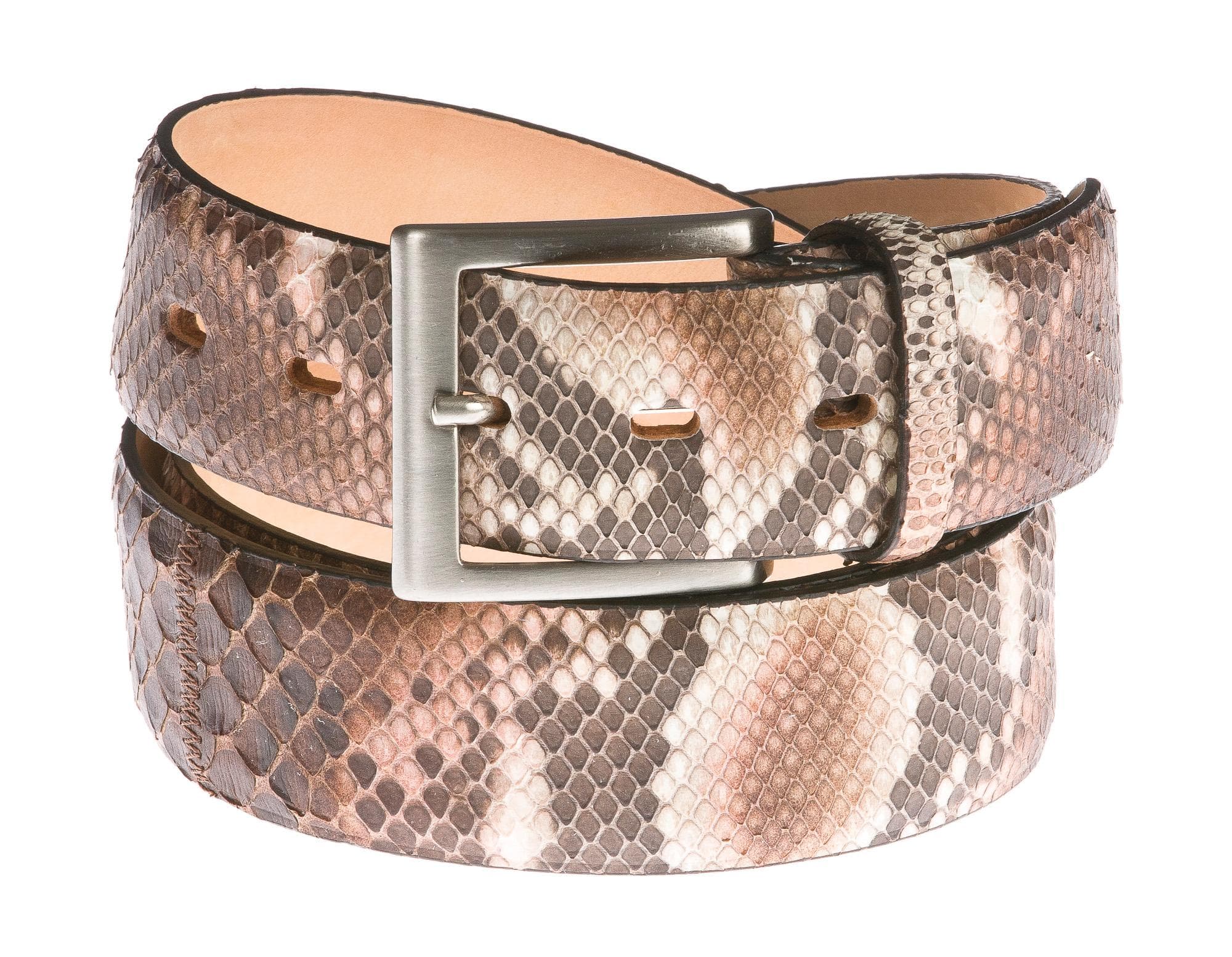 Cintura uomo BEIRUT C27, vera pelle pitone certificato CITES, colore MARRONE, ELIO ZAGATO, Made in Italy