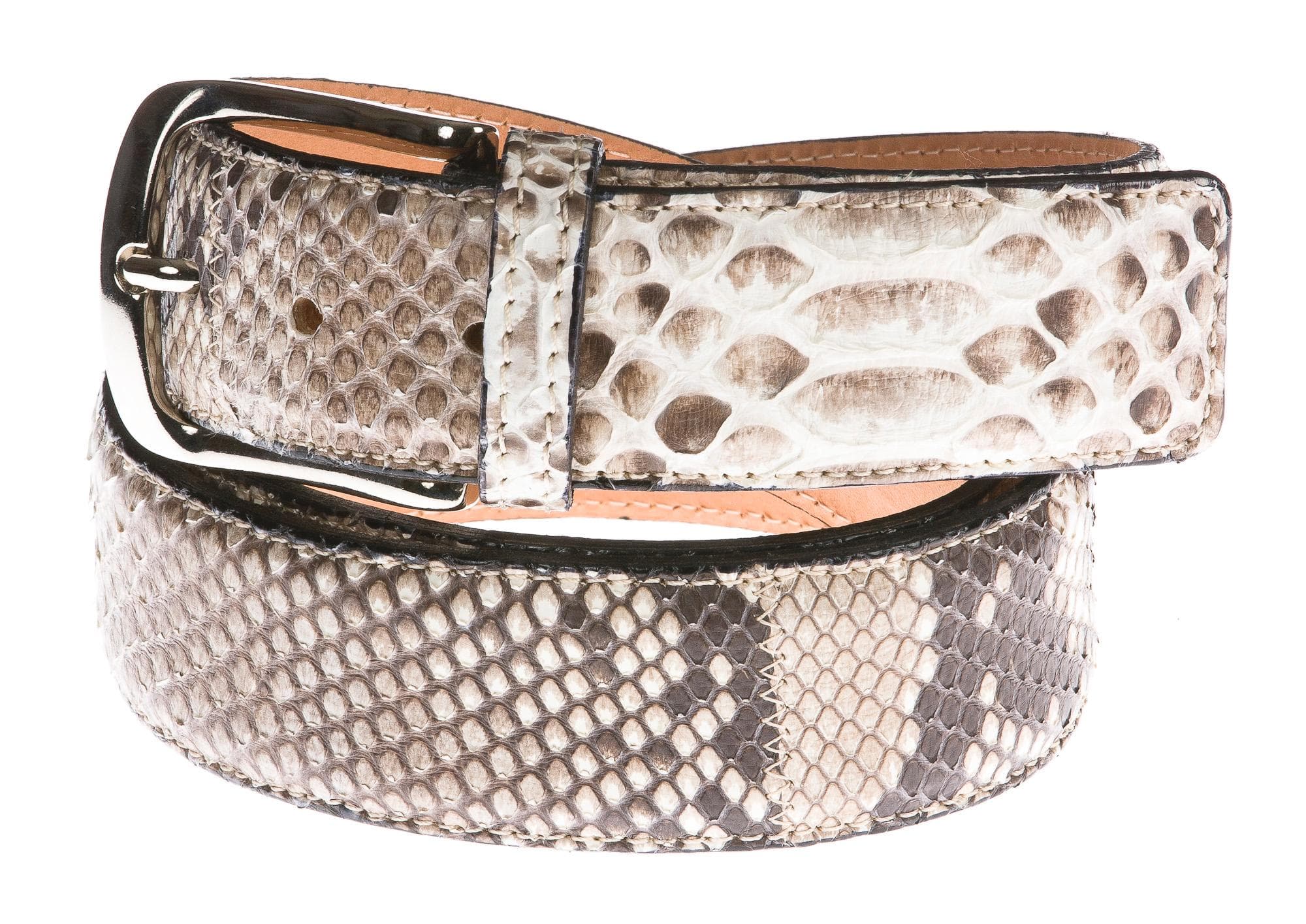 Cintura uomo in vera pelle pitone CHIAROSCURO mod. BENGASI colore GRIGIO NERO Made in Italy - P010466