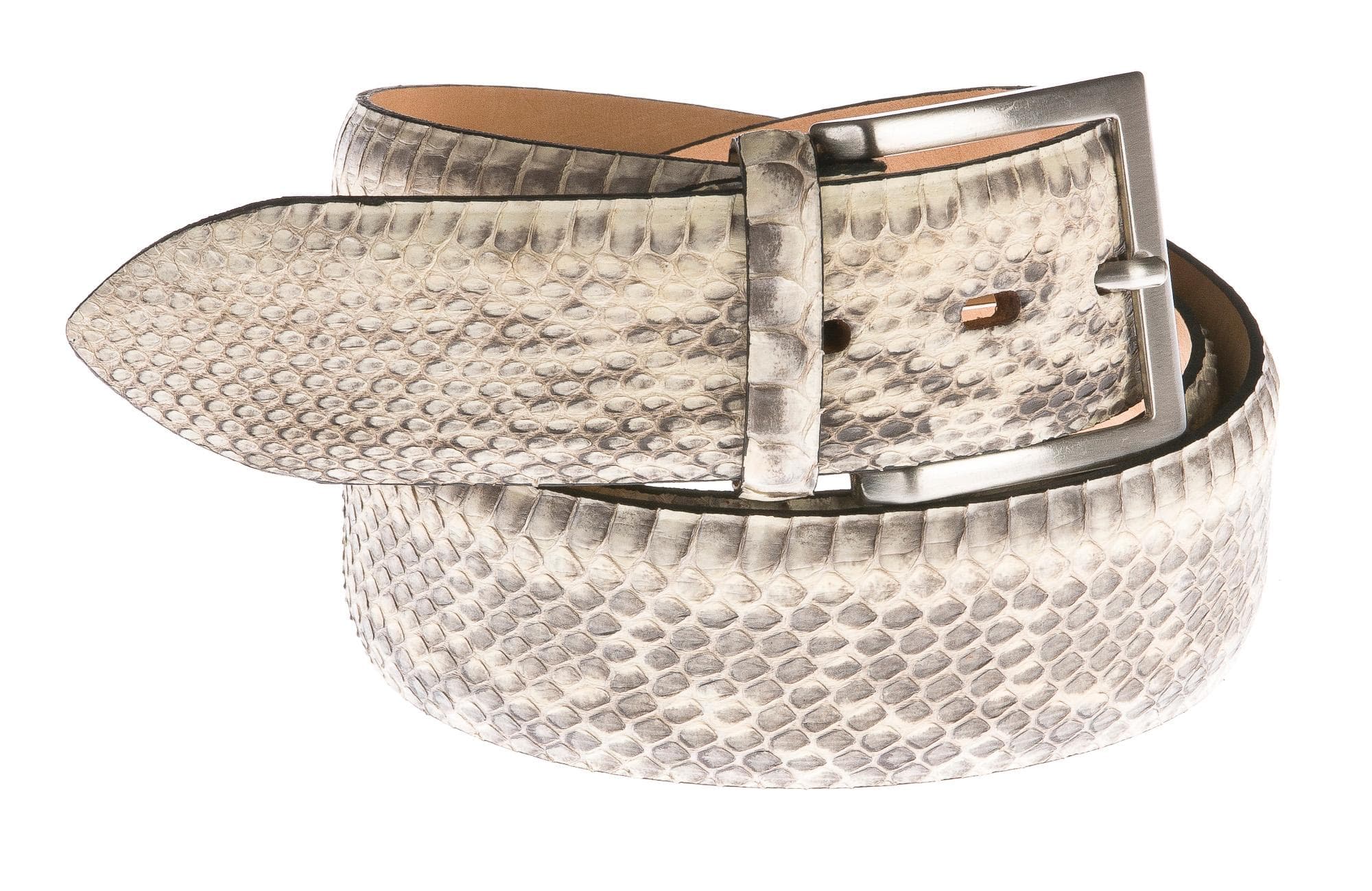 Cintura uomo in vera pelle pitone CHIAROSCURO mod. BENGASI colore BEIGE Made in Italy - P010467