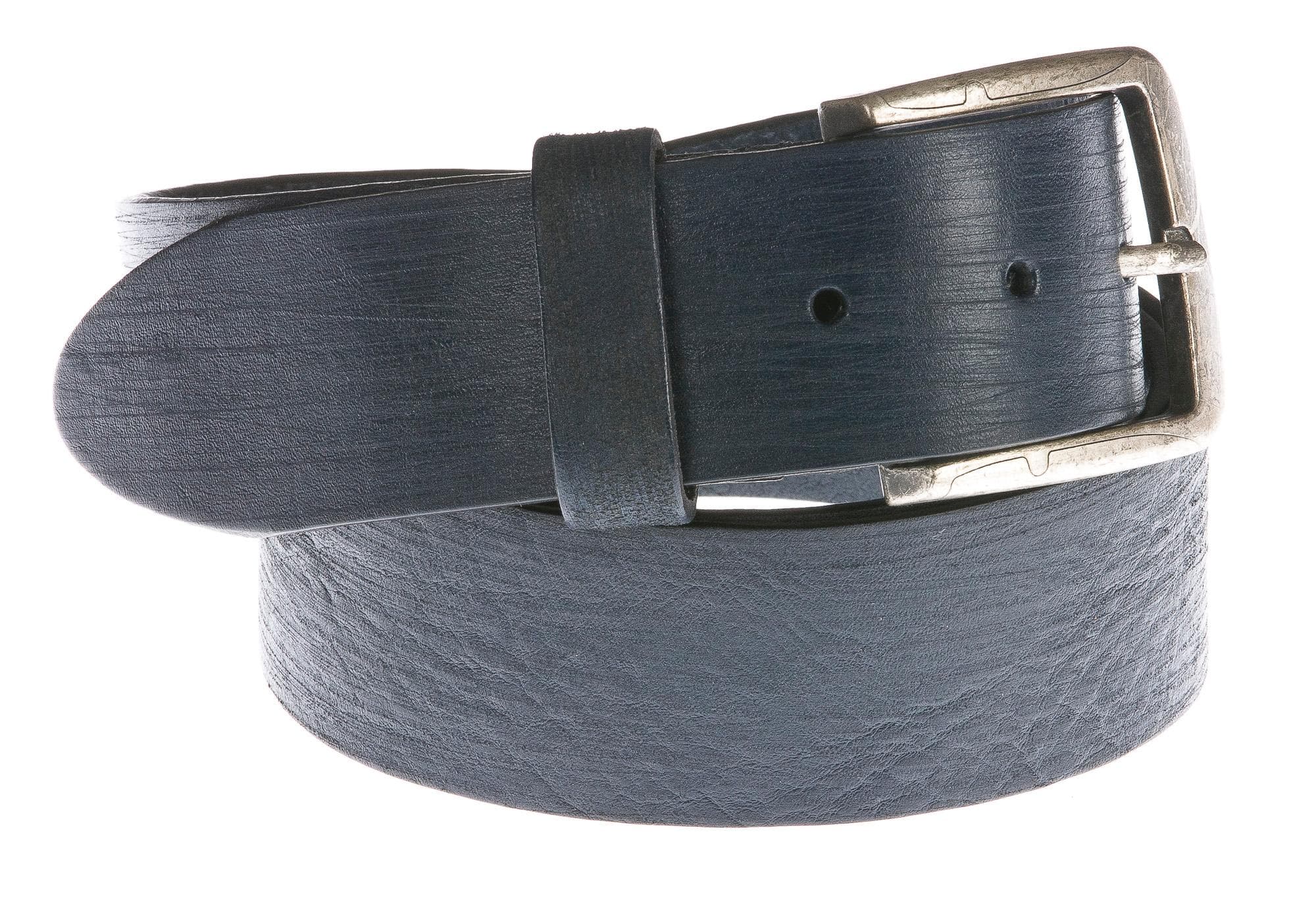 Cintura uomo in vera pelle CHIAROSCURO mod. ISTANBUL colore BLU Made in Italy