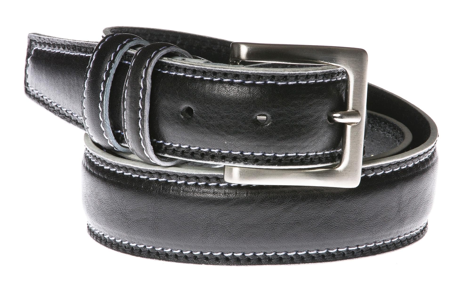 Cintura uomo in vera pelle CHIAROSCURO mod. PECHINO colore NERO Made in Italy