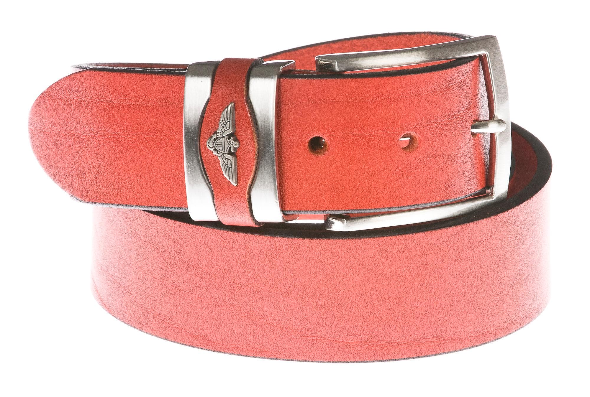Cintura uomo in vera pelle GP & MAX mod. PORTLAND colore ROSSO/ARANCIO Made in Italy - P010507