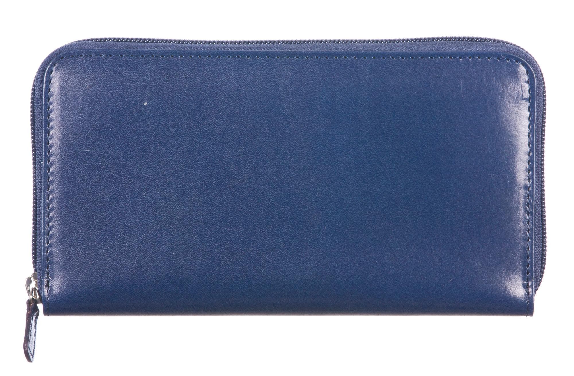 Portafoglio donna in vera pelle tradizionale SANTINI mod. FIORDALISO colore BLU Made in Italy