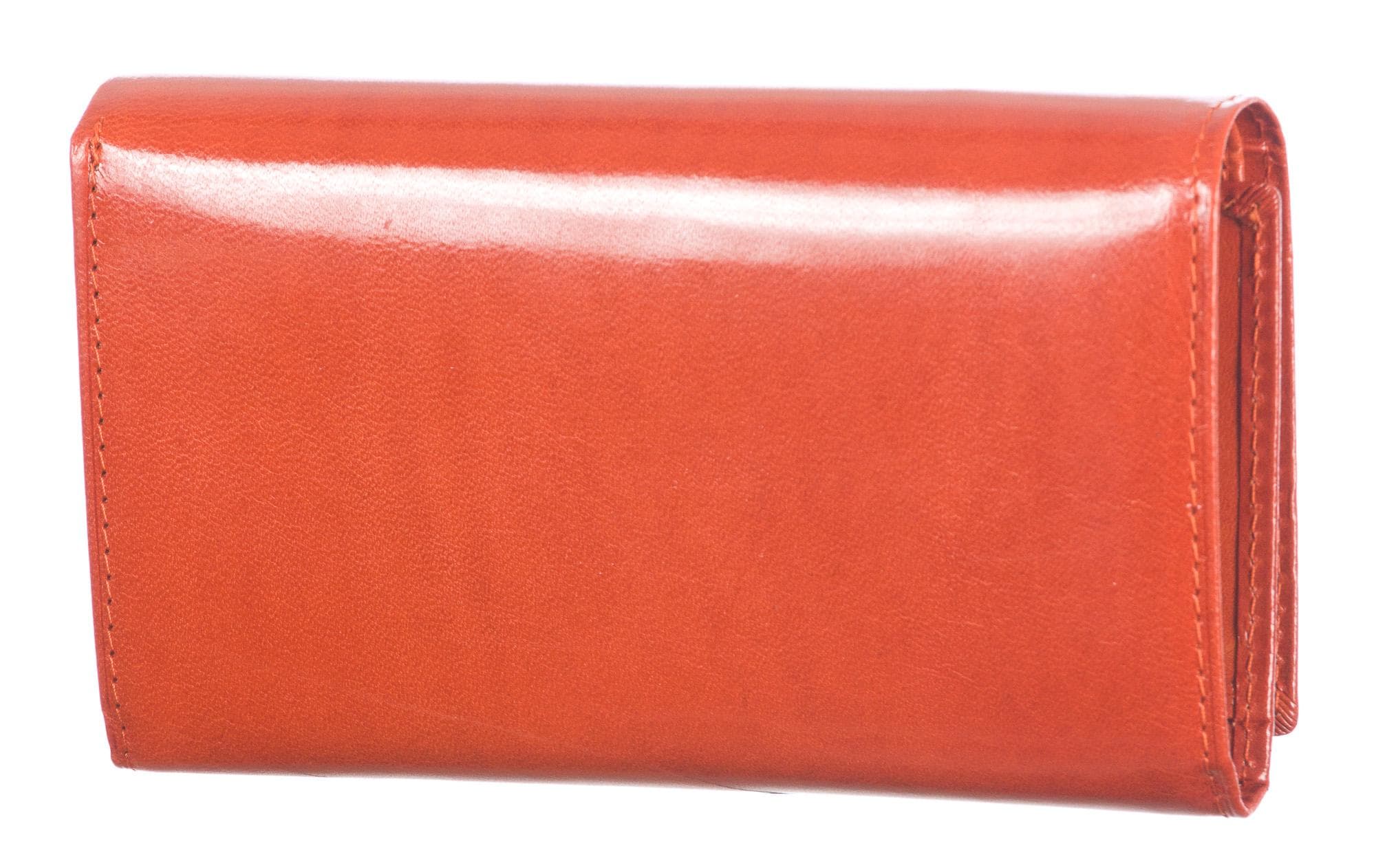 Portafoglio donna in vera pelle tradizionale SANTINI mod. FRESIA colore ARANCIO Made in Italy