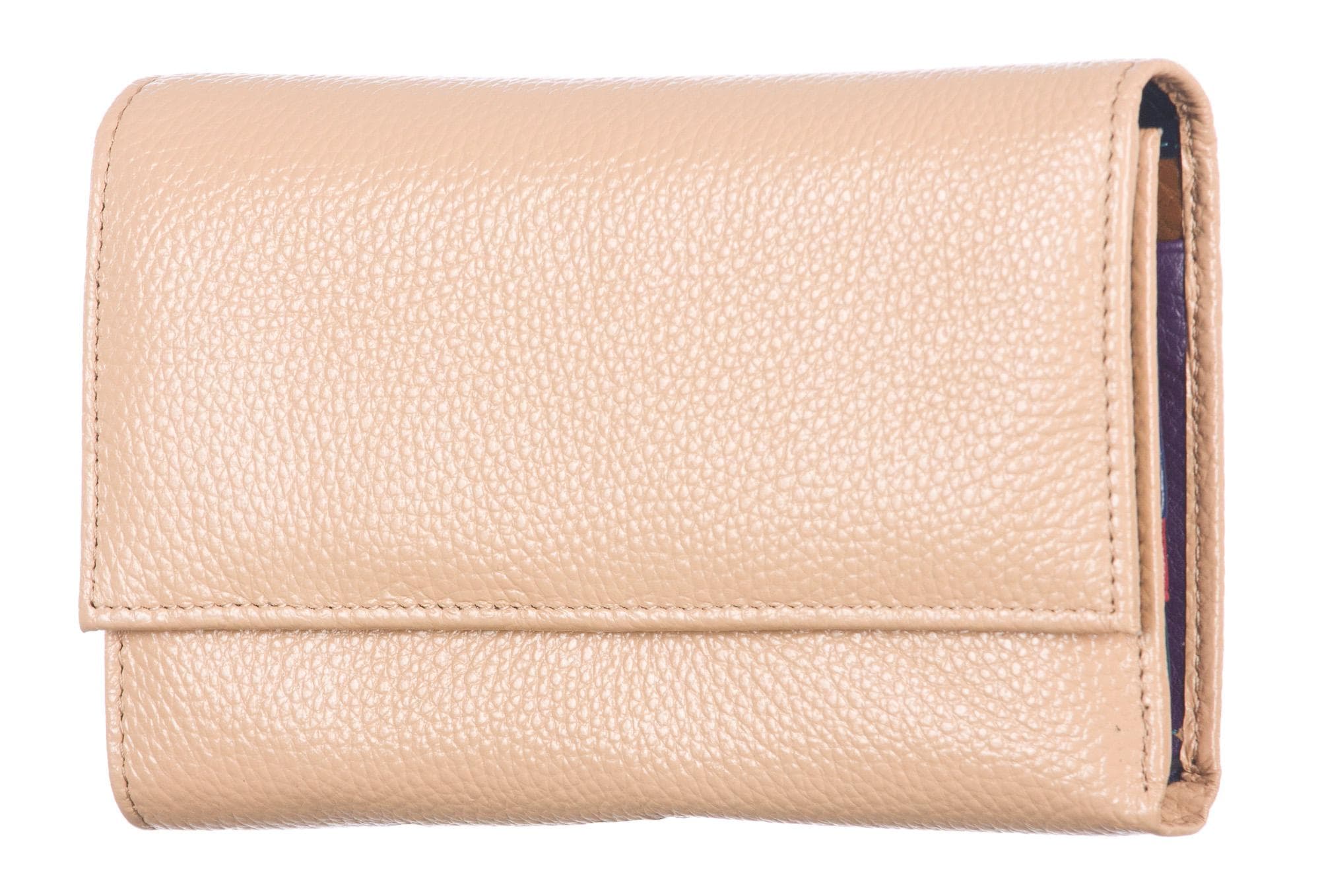 Portafoglio donna in vera pelle tradizionale SANTINI mod. ORTENSIA colore ROSA Made in Italy