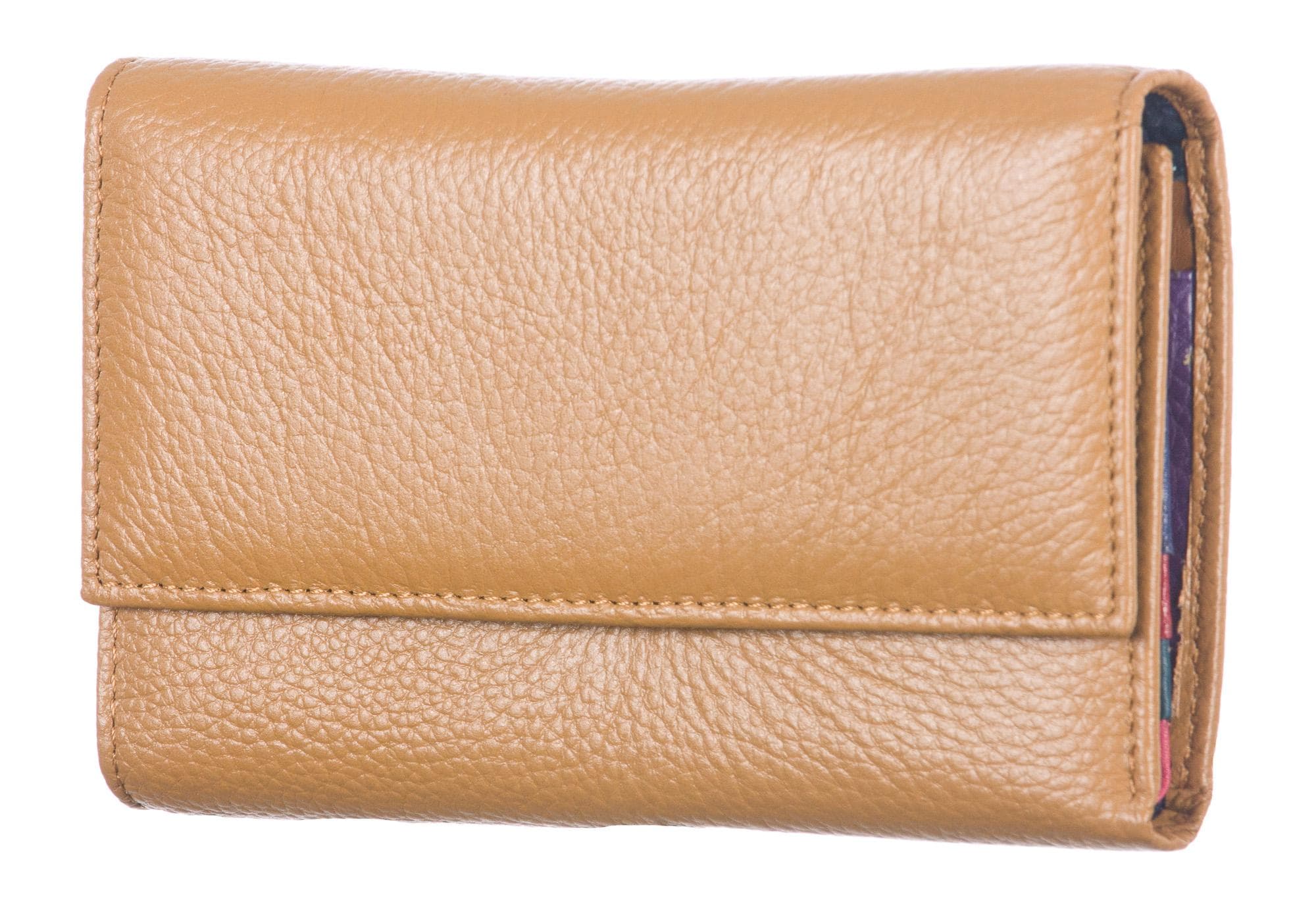 Portafoglio donna in vera pelle tradizionale SANTINI mod. ORTENSIA colore MIELE Made in Italy