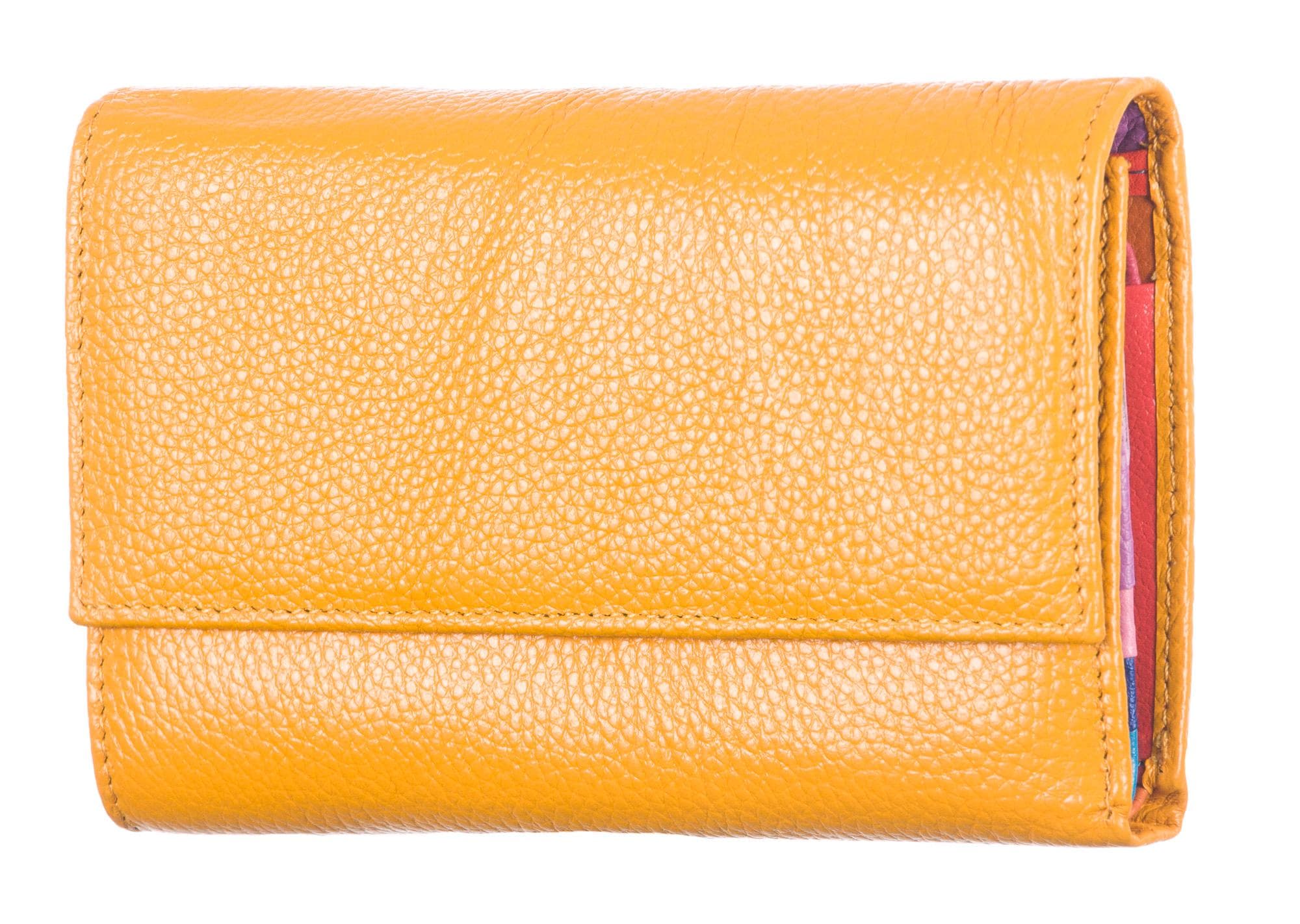 Portafoglio donna in vera pelle tradizionale SANTINI mod. ORTENSIA colore GIALLO Made in Italy