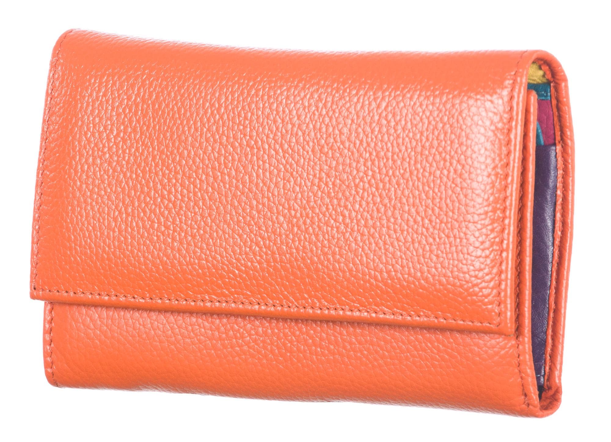 Portafoglio donna in vera pelle tradizionale SANTINI mod. ORTENSIA colore ARANCIO Made in Italy