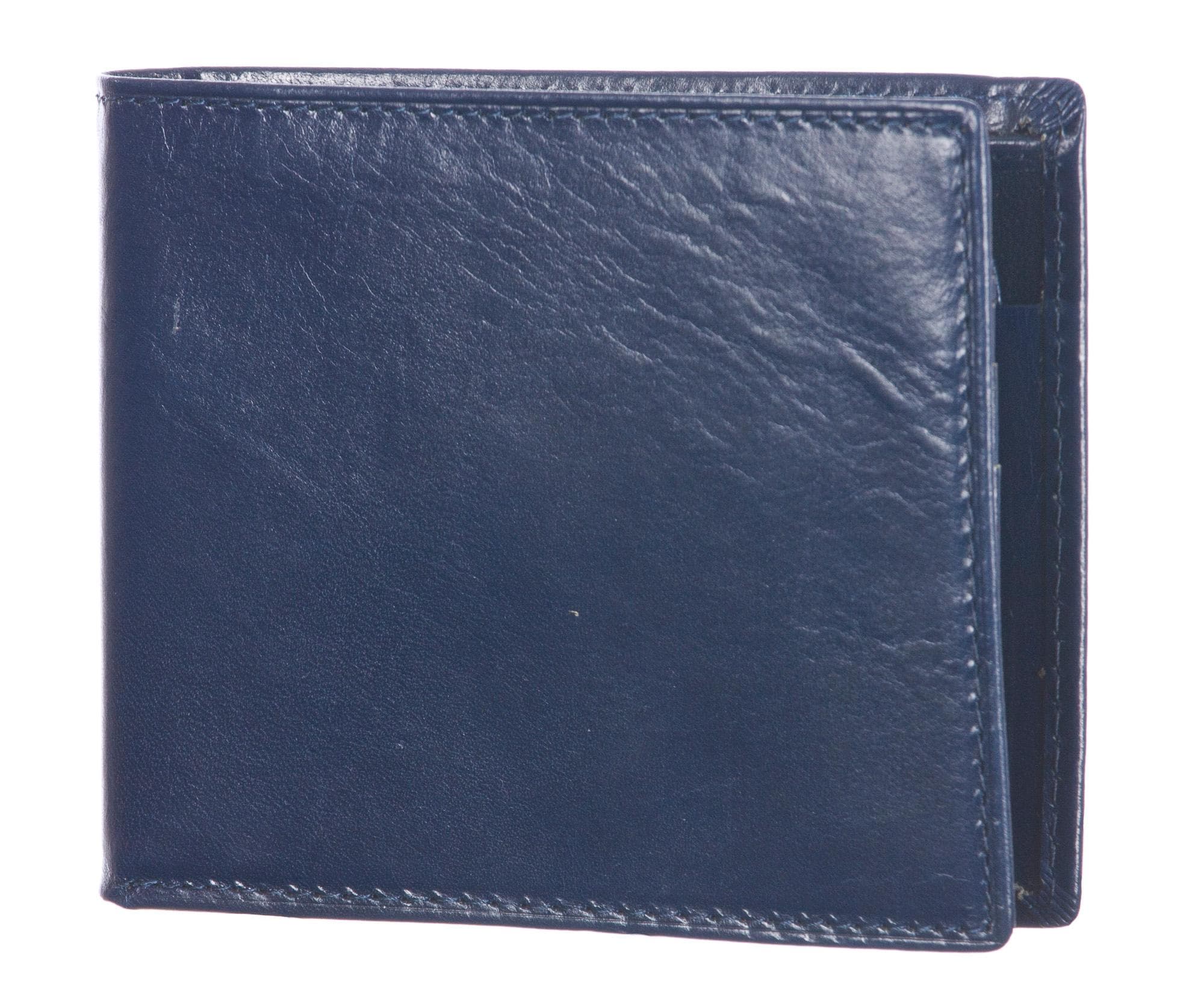 Portafoglio uomo in vera pelle tradizionale SANTINI mod. ITALIA colore BLU Made in Italy