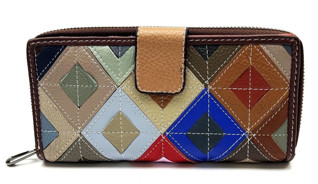 AGRIFOGLIO : portafogli donna in pelle, colore : MULTICOLOR, Made in Italy - P002234