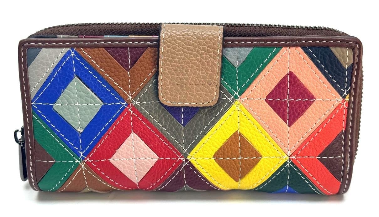 AGRIFOGLIO : portafogli donna in pelle, colore : MULTICOLOR, Made in Italy - P002234