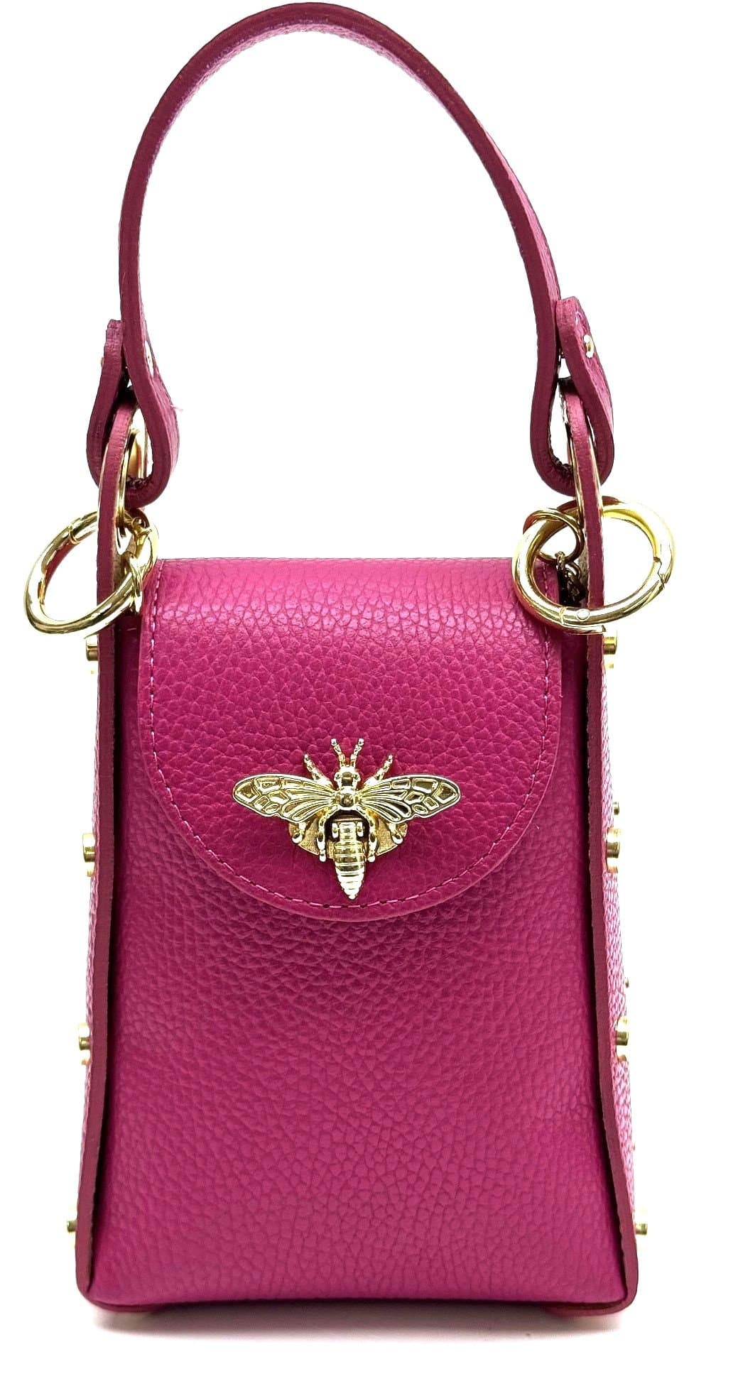 Borsa a mano / tracolla da donna in vera pelle AIDA BEE BAG, colore FUXIA, CHIAROSCURO, Made in Italy