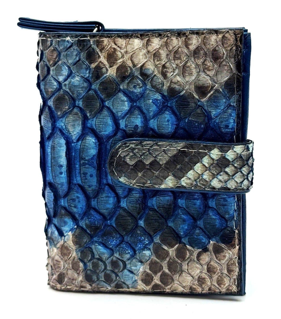 ANDRIA 2 - portafoglio uomo in vera pelle di pitone, colore blu, SANTINI, Made in Italy