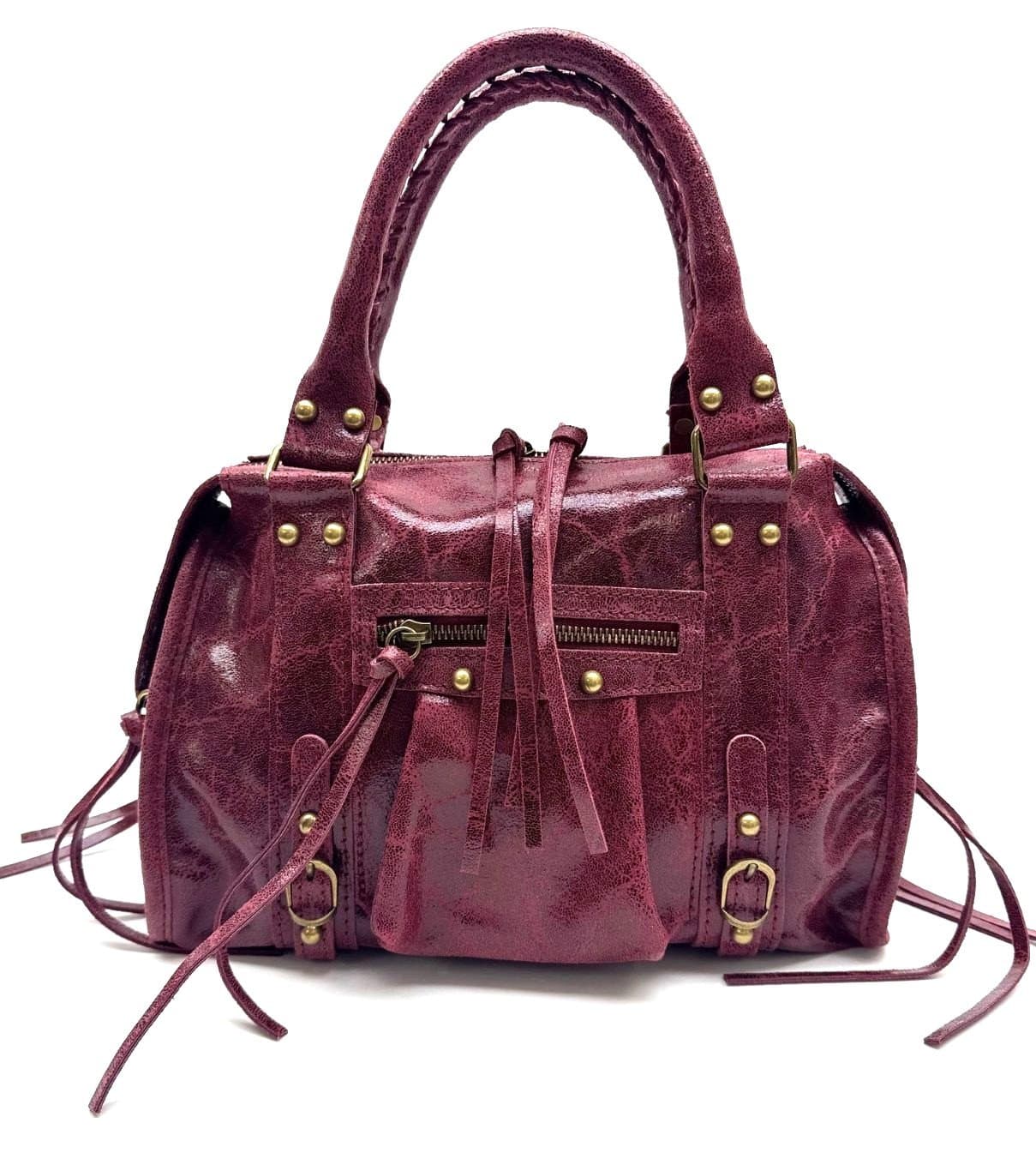 Genuine leather crossbody bag BELINDA MAXI, color BORDEAUX, CHIAROSCURO, MADE IN ITALY