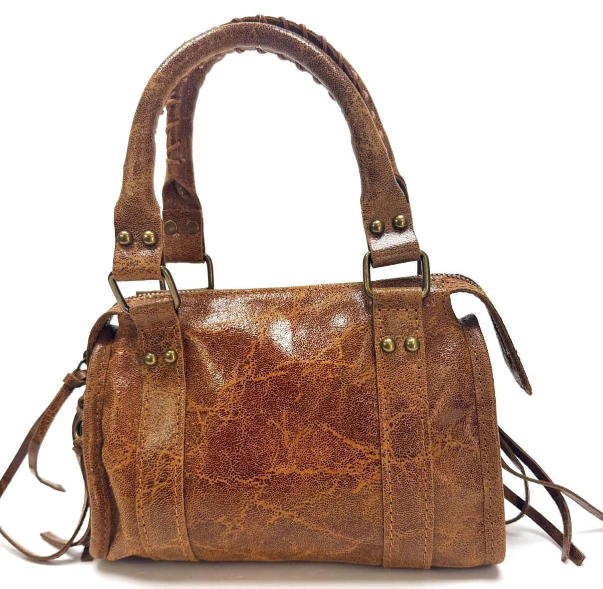 Borsa a tracolla da donna in vera pelle BELINDA SMALL, colore MIELE, CHIAROSCURO, Made in Italy