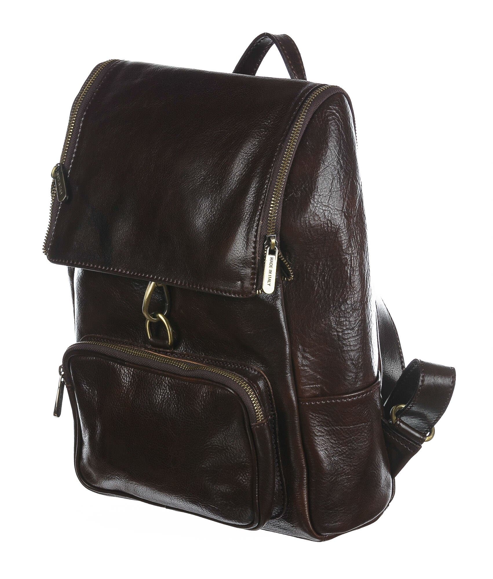 Backpack buffered real leather mod. MONTE EVEREST DARK BROWN color