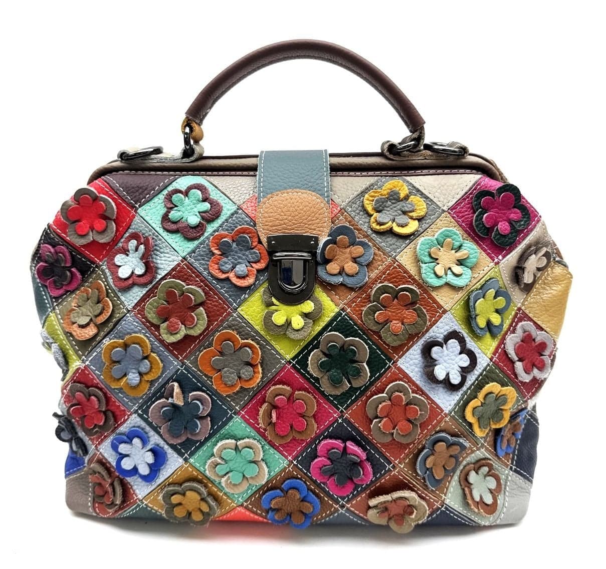 Borsa a mano ESMERALDA, in vera pelle morbida sauvage, MULTICOLORE, ARIANNA DINI, Made in Italy