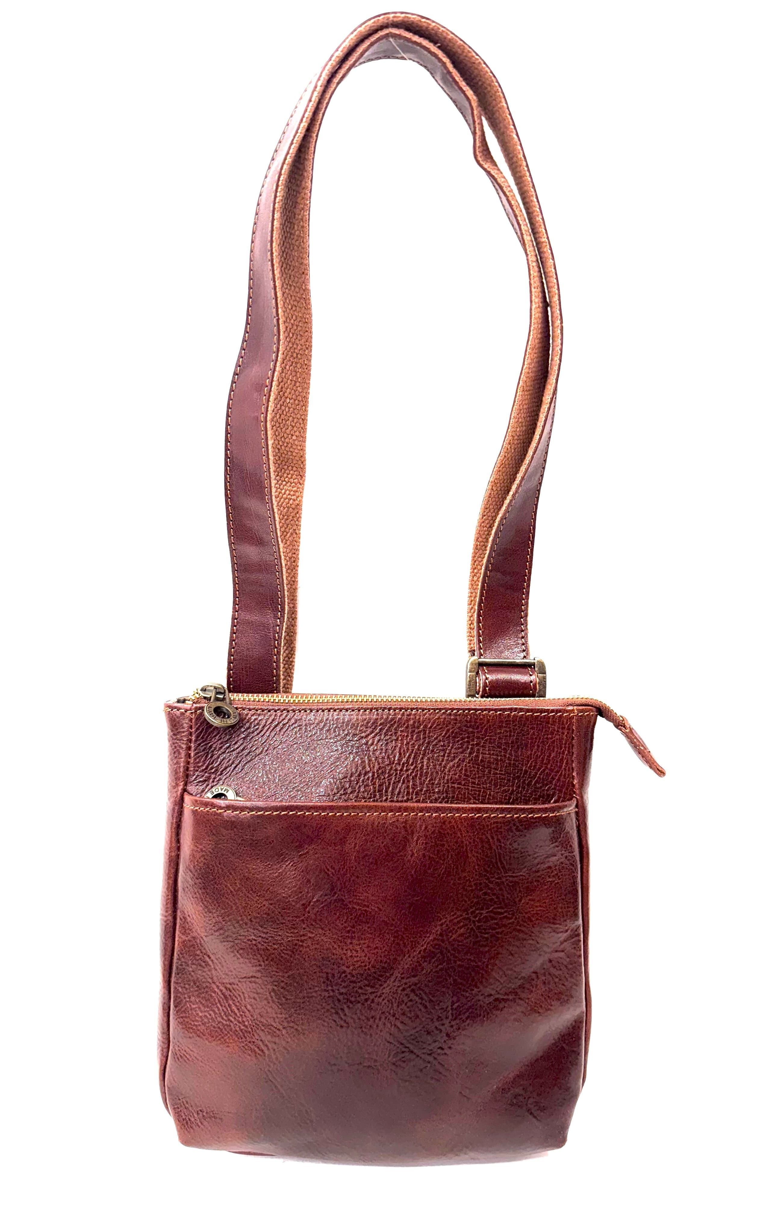 Borsa a tracolla da uomo in vera pelle FABRIZIO, colore MARRONE, CHIAROSCURO, Made in Italy