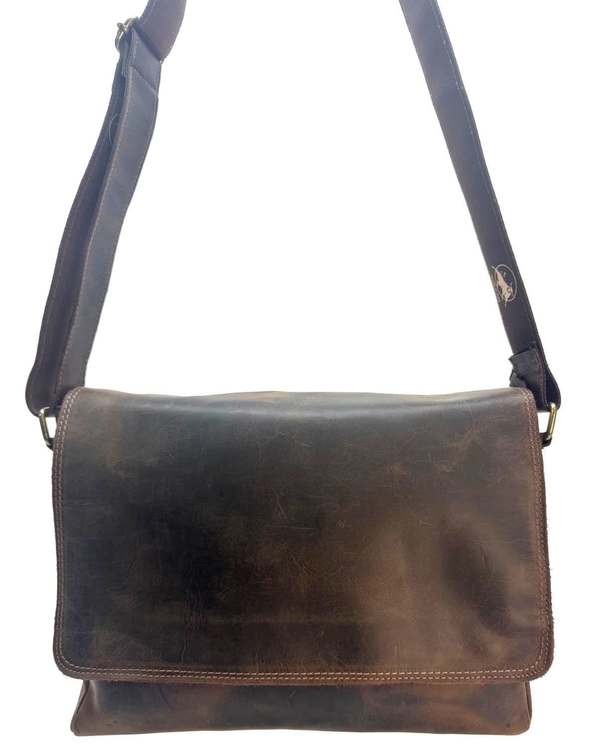 Borsa a tracolla da uomo in vera pelle nabuk GIOELE, colore MARRONE, CHIAROSCURO, Made in Italy
