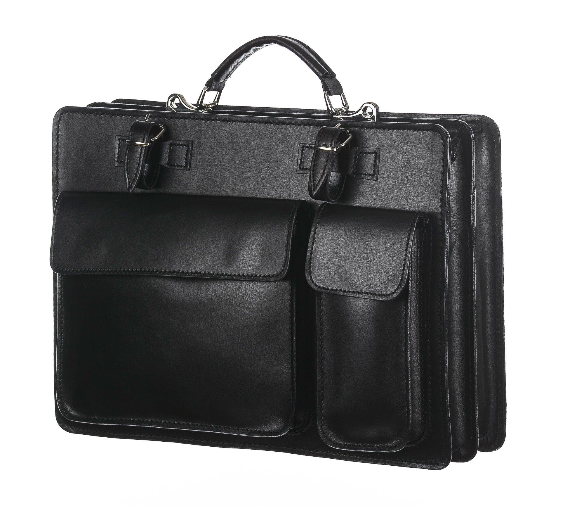 Cartella ufficio / lavoro in vera pelle CHIAROSCURO mod. ALEX maxi, colore NERO, con tracolla, Made in Italy adatta a computer Pc portatile 13/14 pollici, brochure grandi, cartelle e fogli formato A4 - P00002400