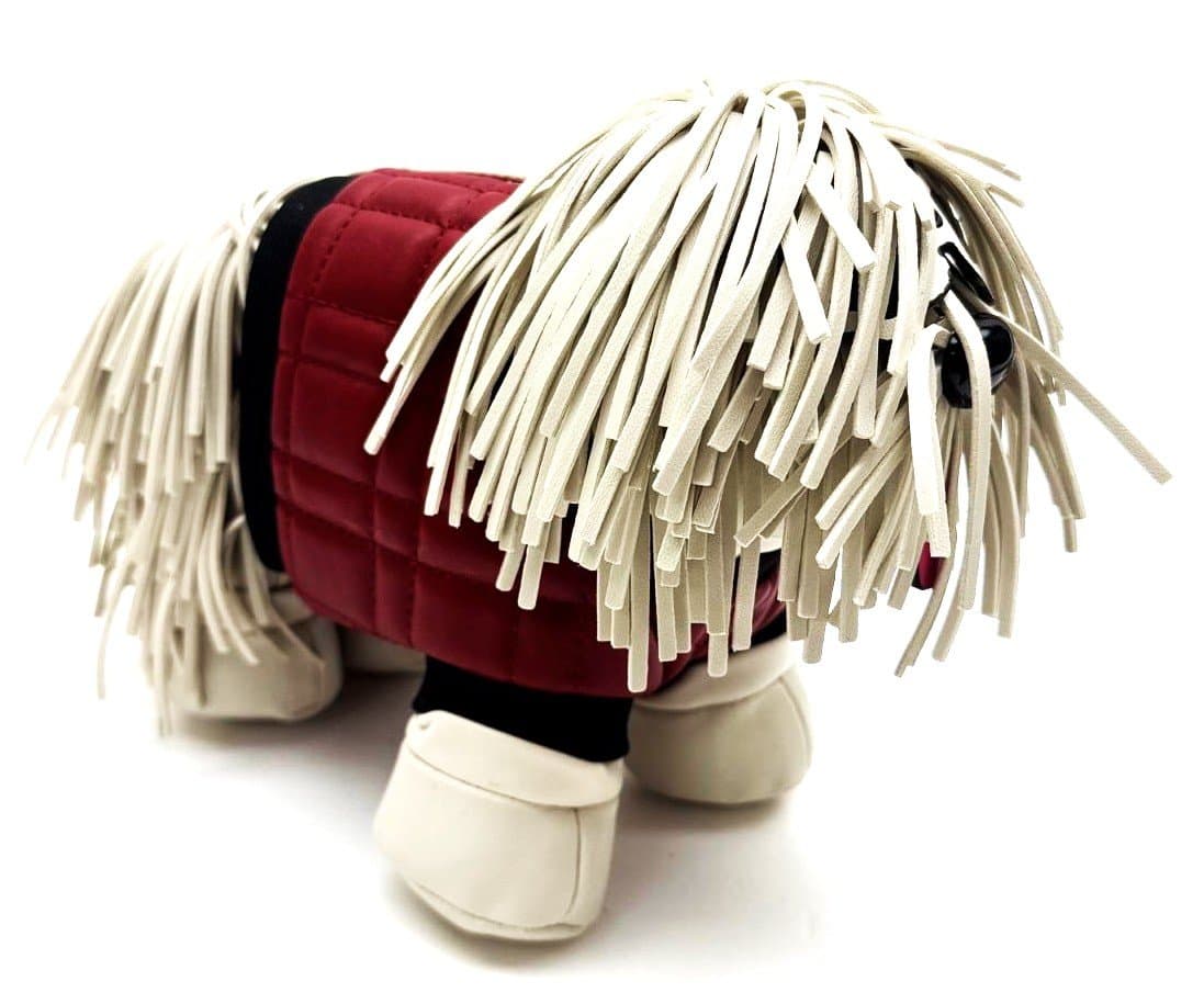 Borsa Kira Dog con tracolla, Cosplay Steampunk, ecopelle, colore BEIGE/ ROSSO, ARIANNA DINI DESIGN