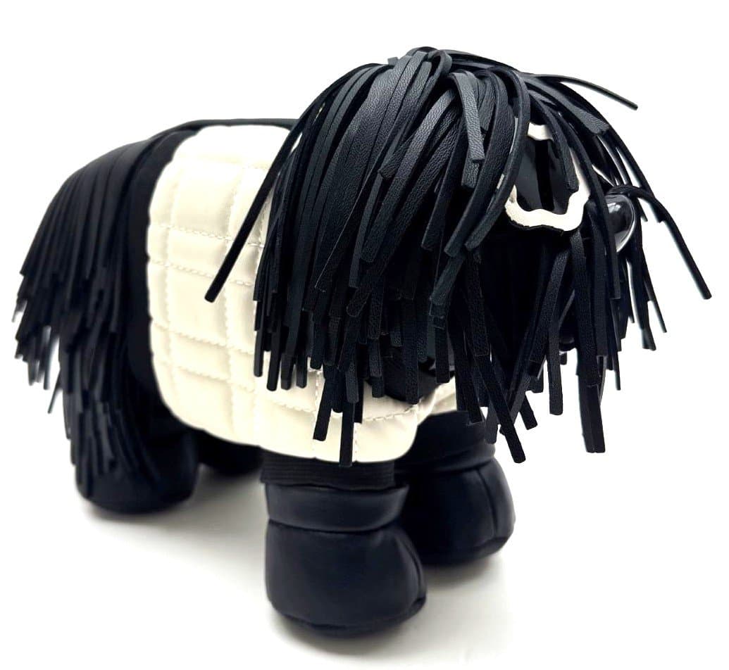 Borsa Kira Dog con tracolla, Cosplay Steampunk, ecopelle, colore NERO / BIANCO, ARIANNA DINI DESIGN