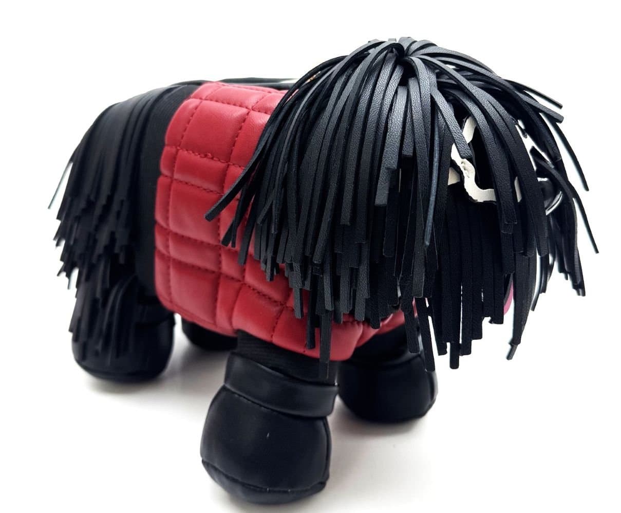 Borsa Kira Dog con tracolla, Cosplay Steampunk, ecopelle, colore NERO/ROSSO, ARIANNA DINI DESIGN