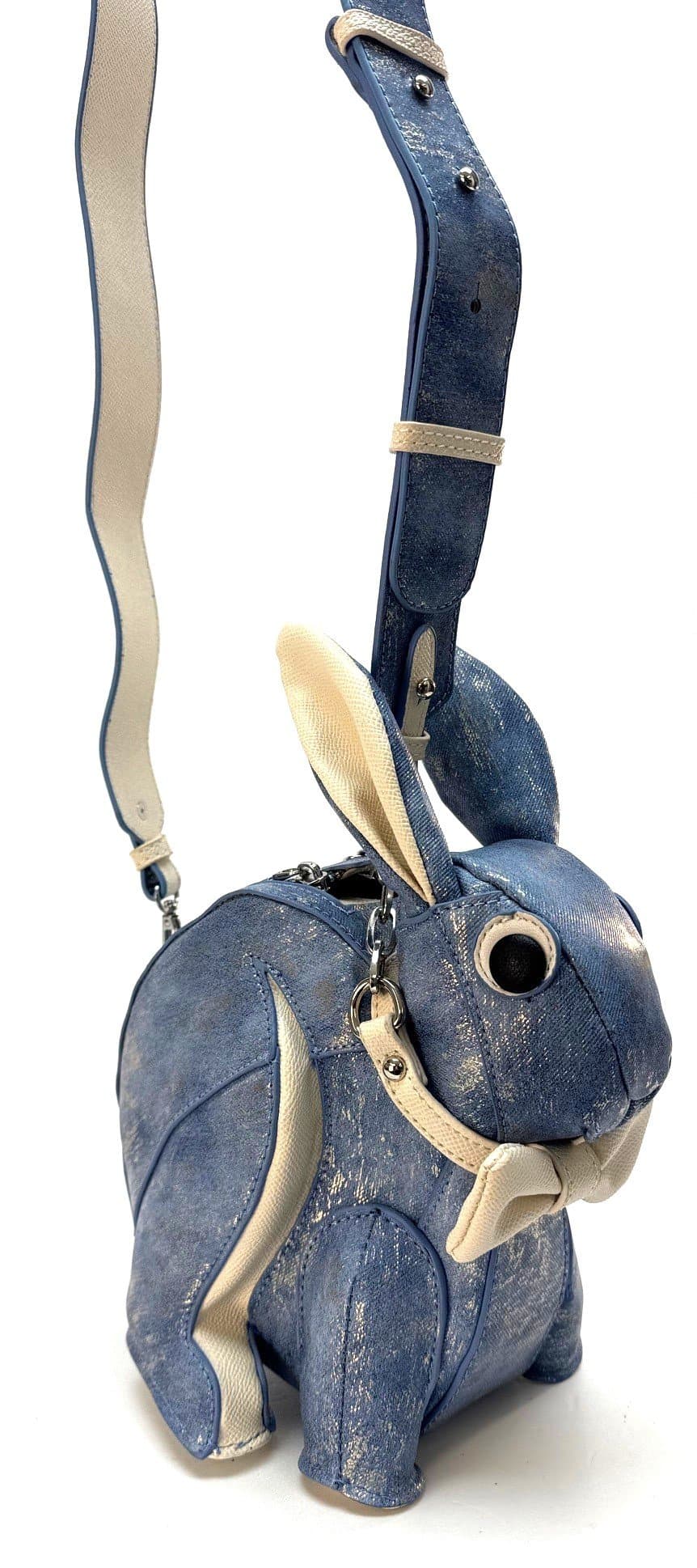 Borsa BUNNY con tracolla, Cosplay Steampunk, ecopelle, colore BLU, ARIANNA DINI DESIGN.