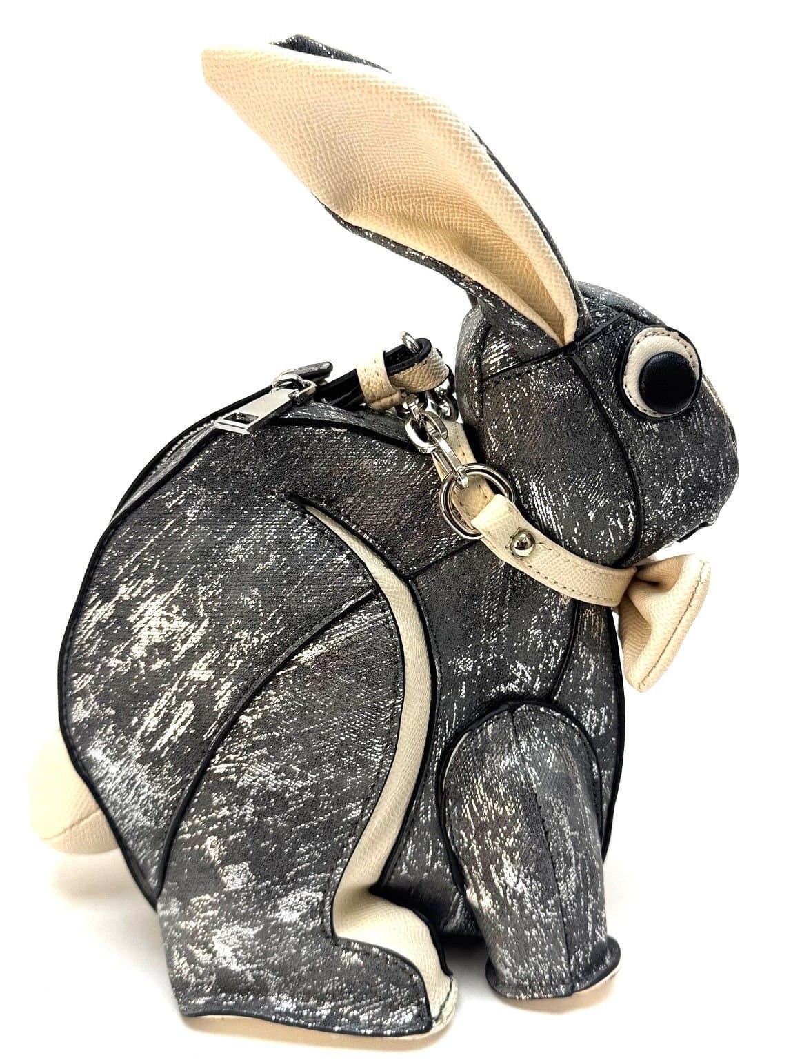 Borsa BUNNY con tracolla, Cosplay Steampunk, ecopelle, colore GRIGIO, ARIANNA DINI DESIGN