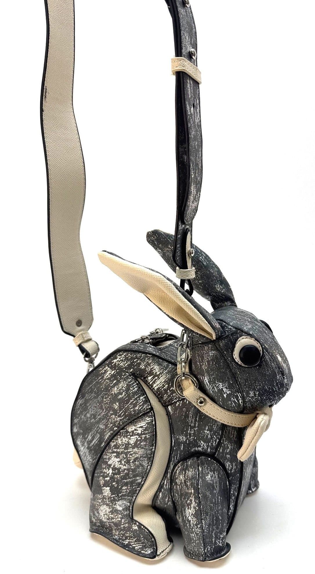 Bunny Bag with Shoulder Strap, Steampunk Cosplay, Faux Leather, GREY Color, ARIANNA DINI DESIGN.