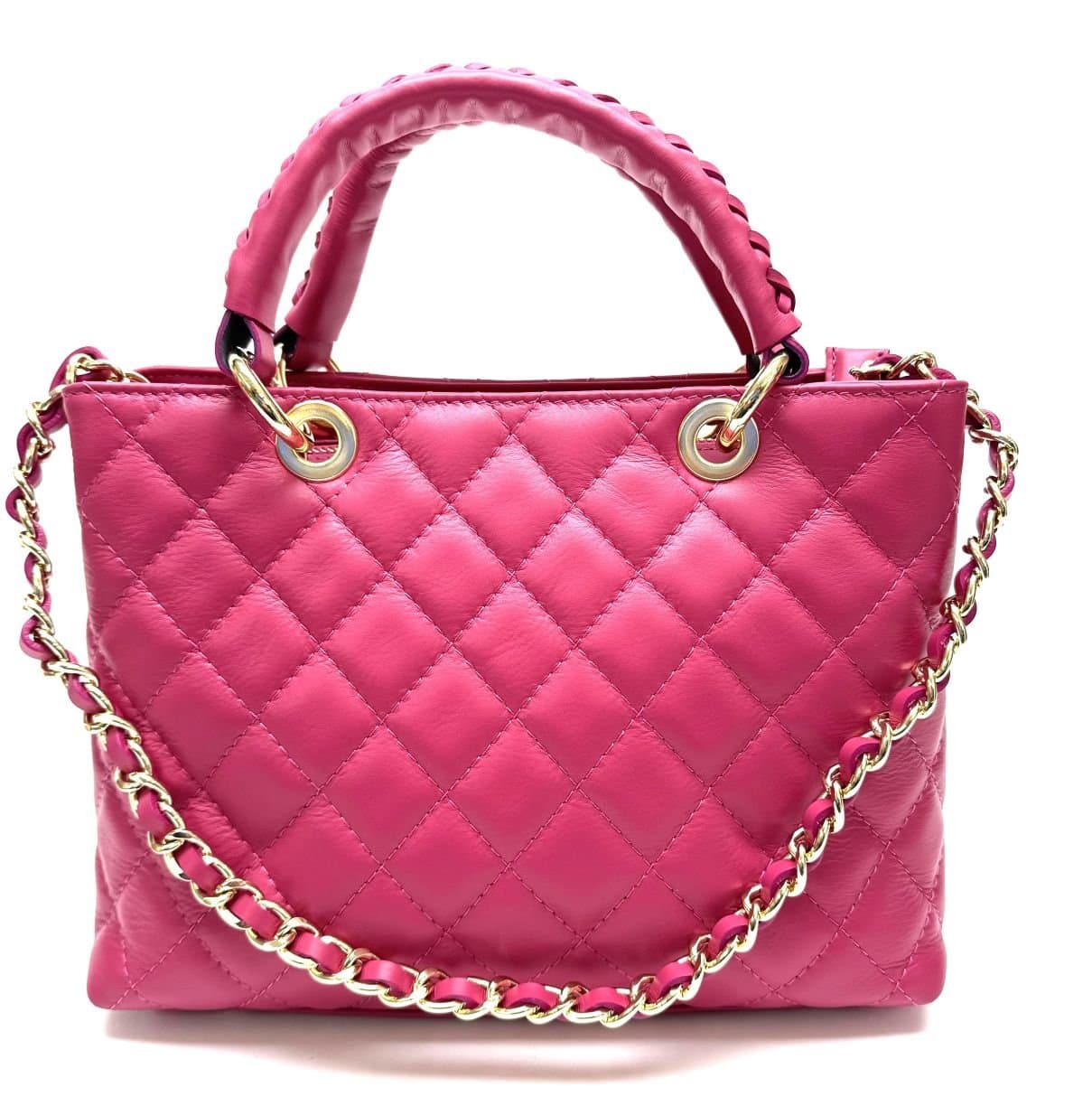 Borsa da donna in vera pelle CAMILLA SMALL, colore FUCSIA, CHIAROSCURO, Made in Italy