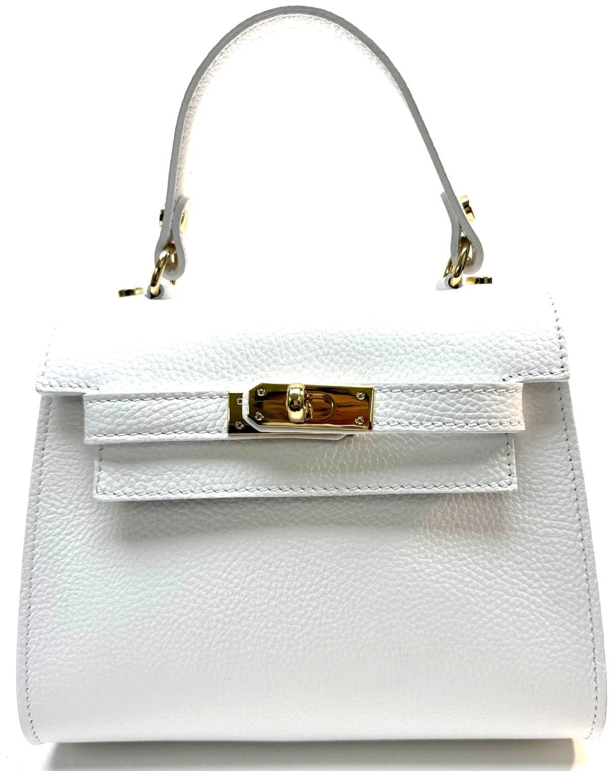 Borsa da donna in vera pelle KATY, colore BIANCO, CHIAROSCURO, Made in Italy.