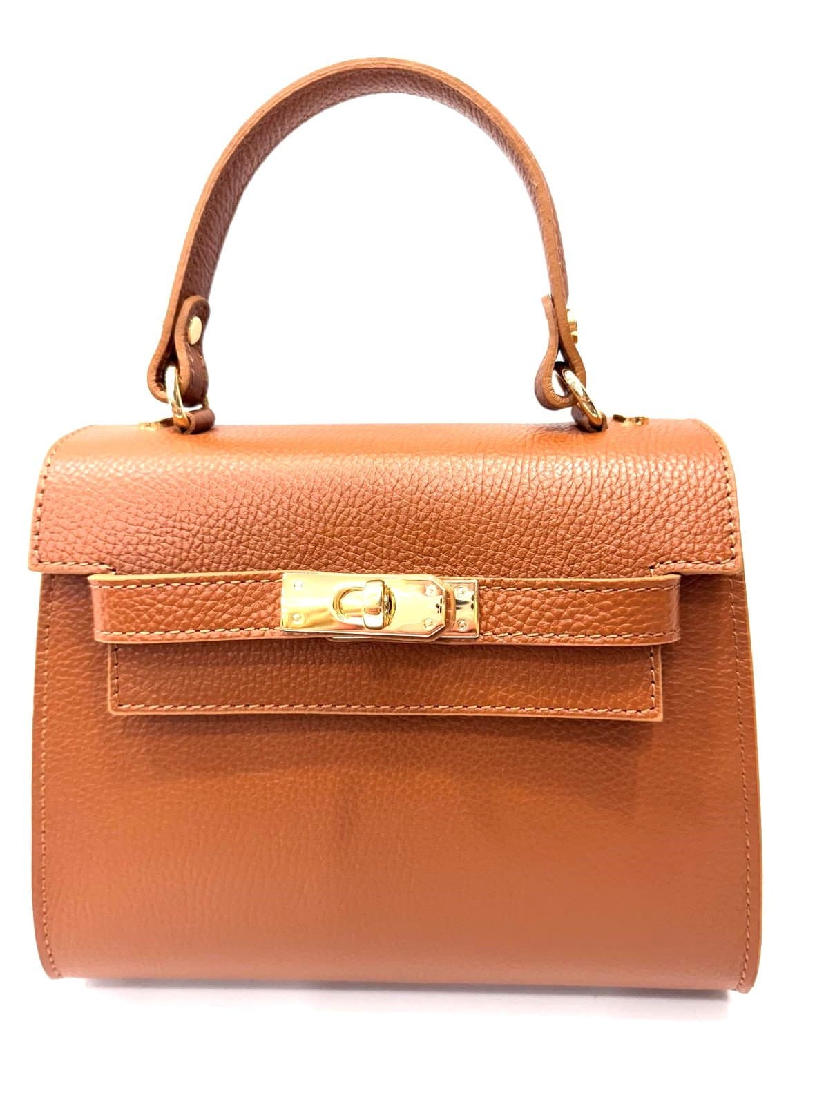 Borsa da donna in vera pelle KATY, colore MIELE, CHIAROSCURO, Made in Italy.