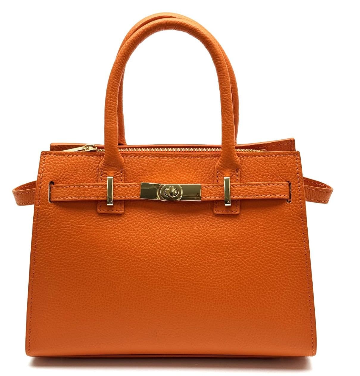 Borsa da donna in vera pelle KRISTAL, colore ARANCIO, CHIAROSCURO, Made in Italy