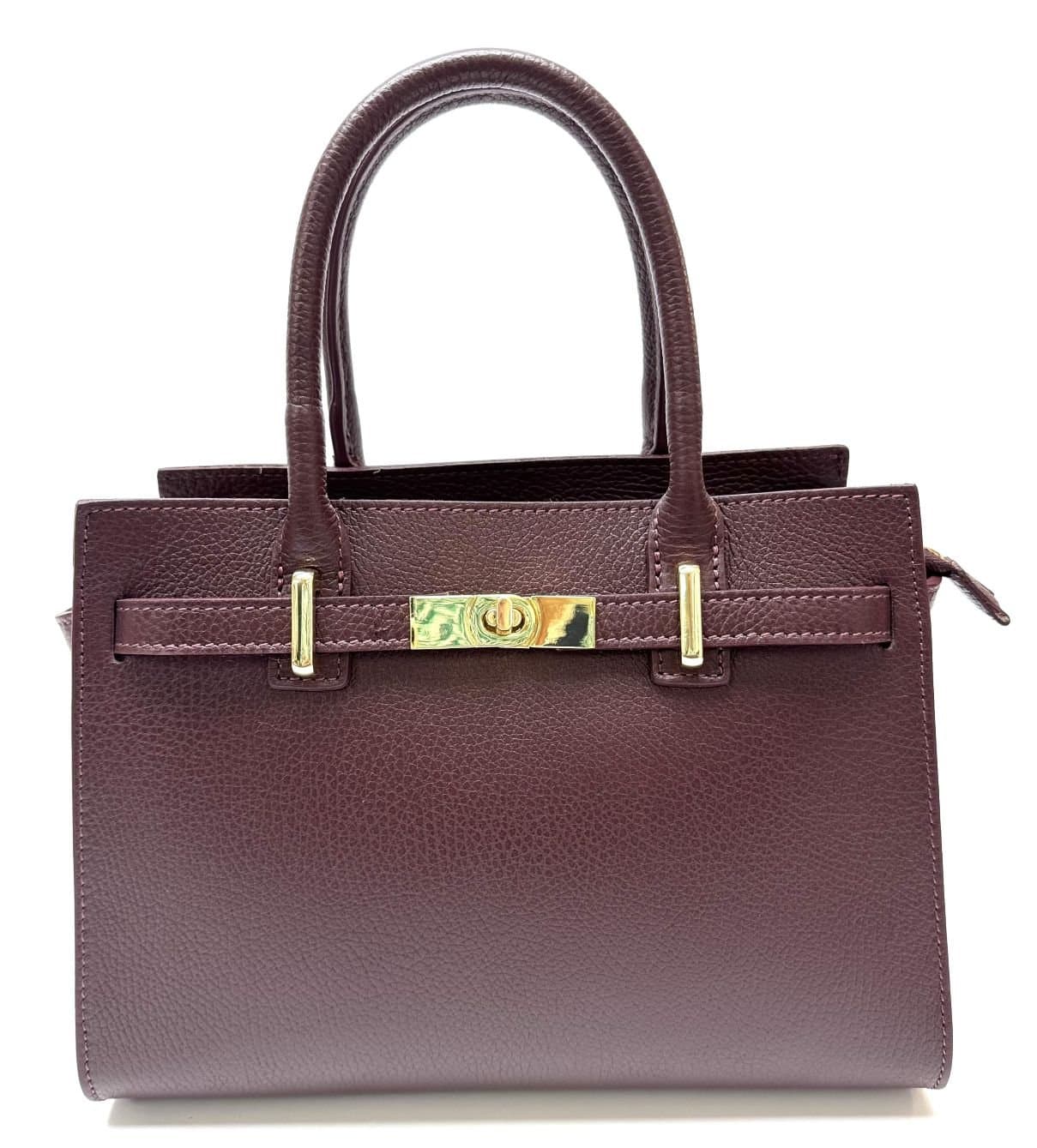 Borsa da donna in vera pelle KRISTAL, colore BORDEAUX, CHIAROSCURO, Made in Italy