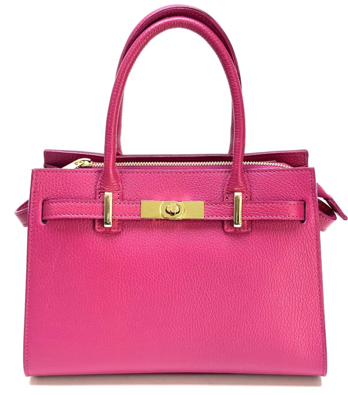 Borsa da donna in vera pelle KRISTAL, colore FUCSIA, CHIAROSCURO, Made in Italy