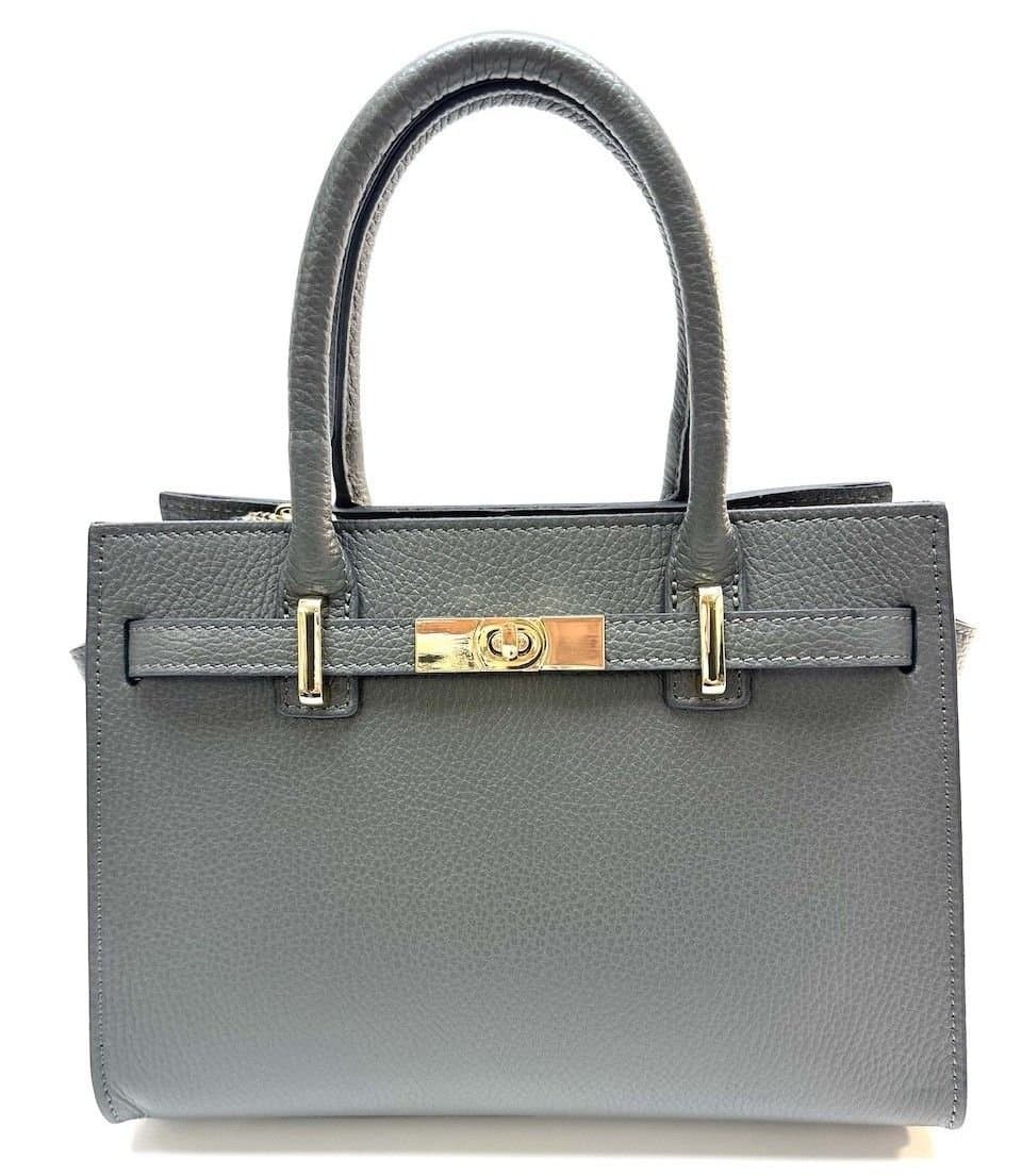 Borsa da donna in vera pelle KRISTAL, colore GRIGIO, CHIAROSCURO, Made in Italy