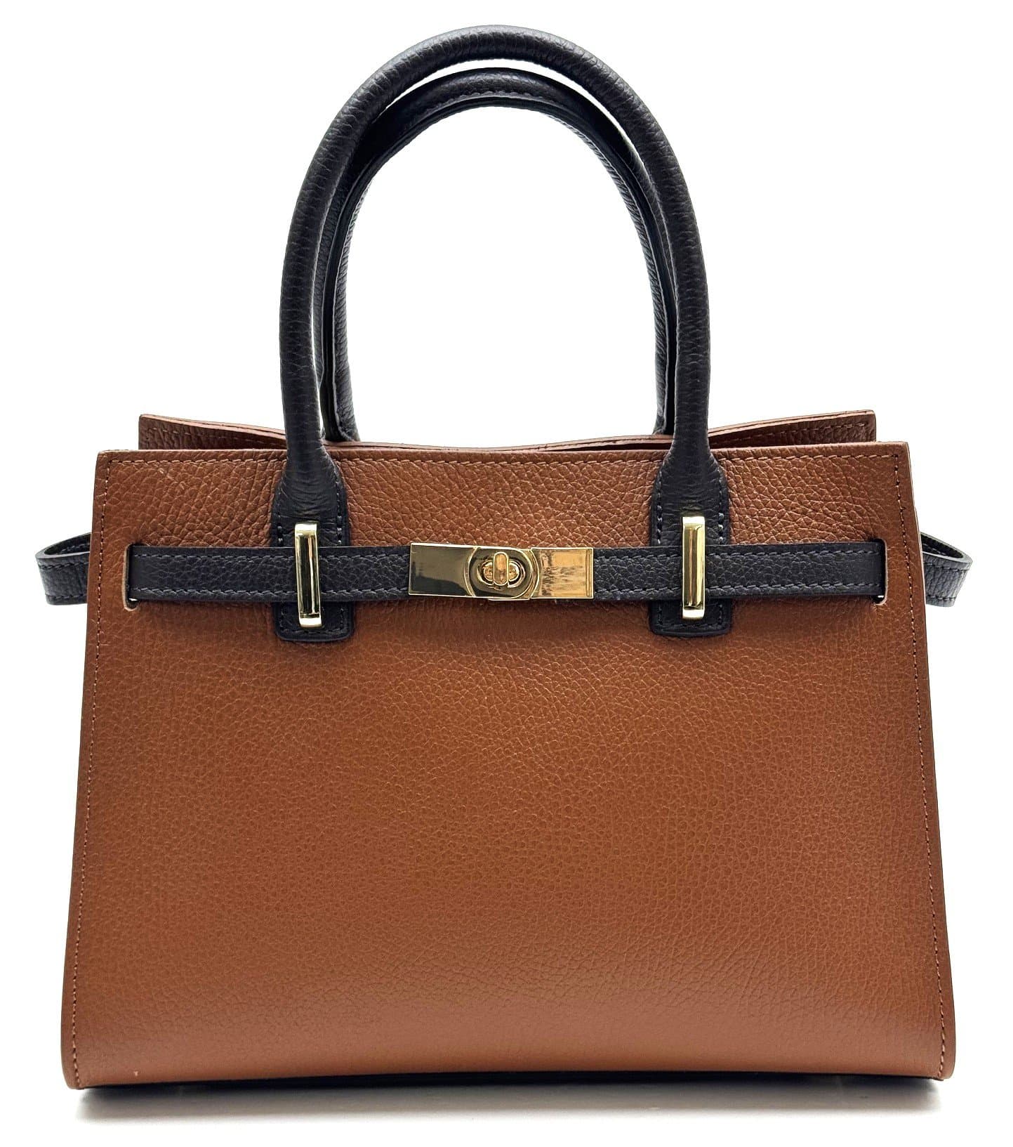 Borsa da donna in vera pelle KRISTAL, colore MIELE, CHIAROSCURO, Made in Italy