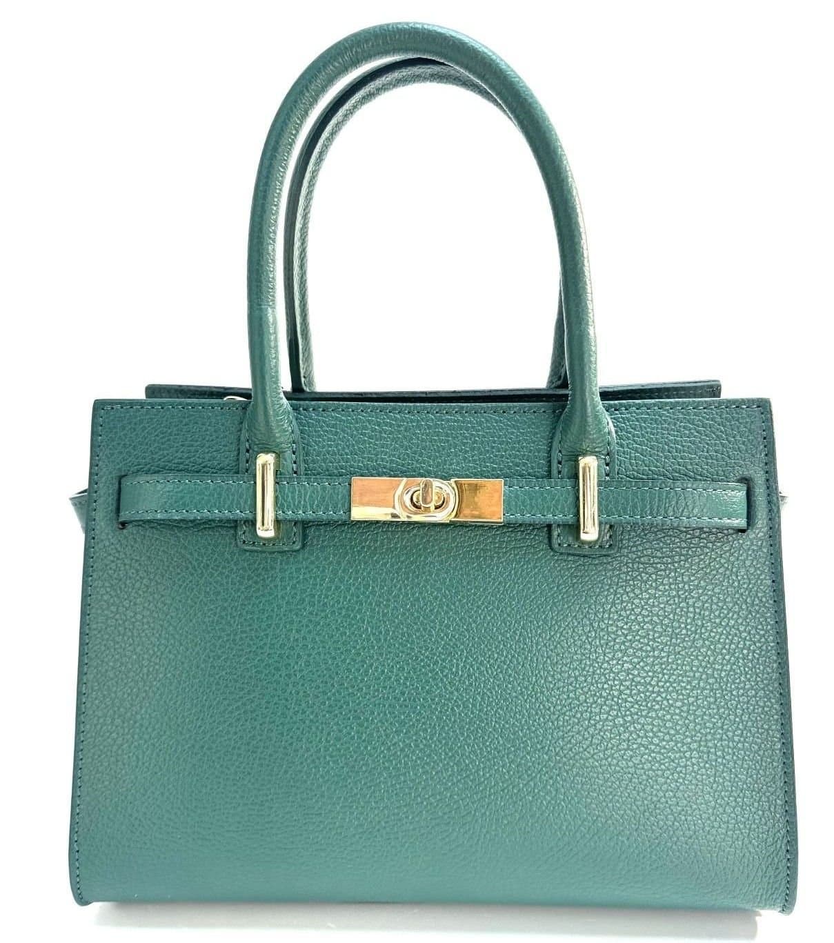 Borsa da donna in vera pelle KRISTAL, colore VERDE, CHIAROSCURO, Made in Italy