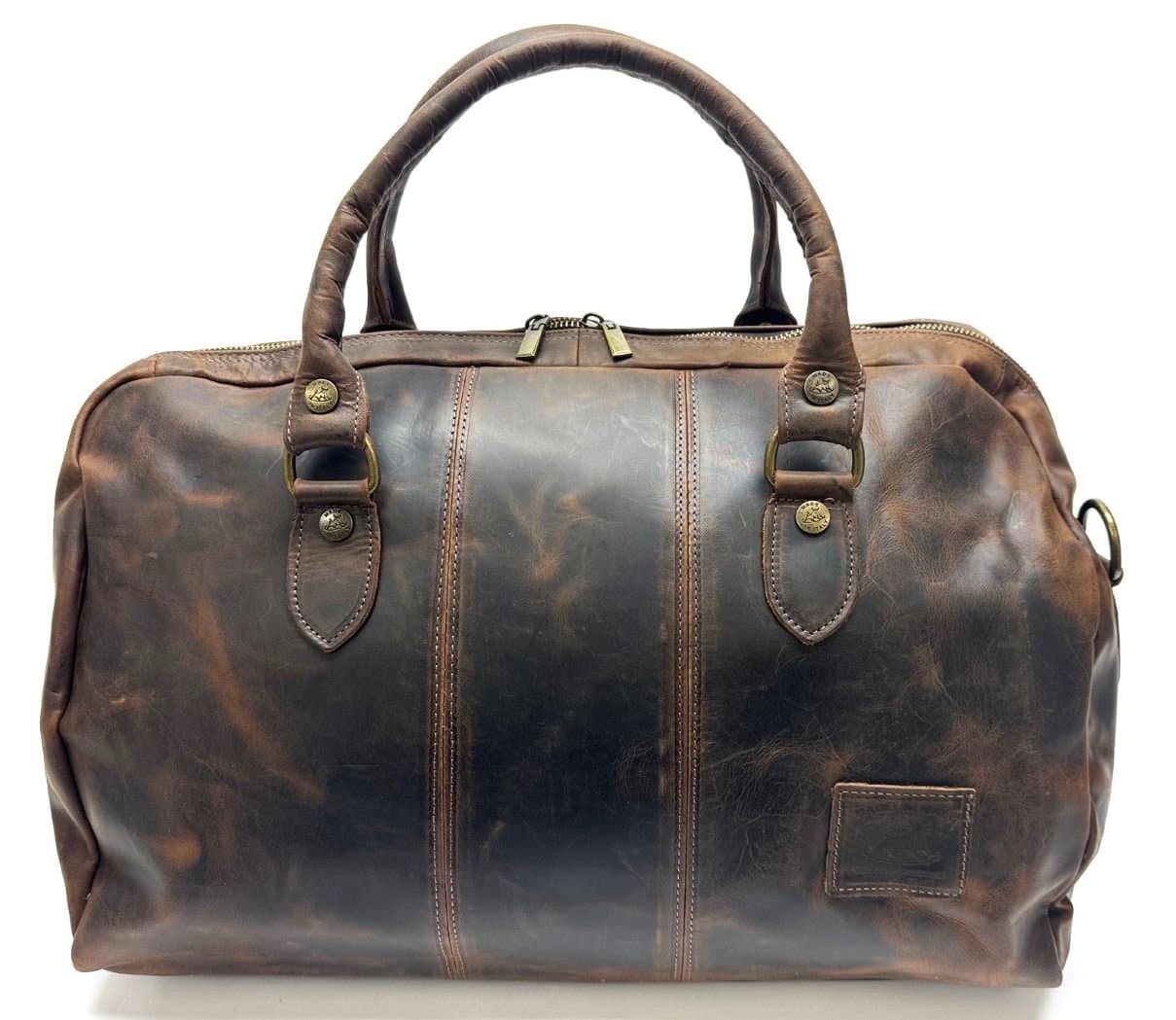 Borsa da viaggio DRAGONE SMALL in vera pelle nabuk, Testa Moro, CHIAROSCURO Made in Italy