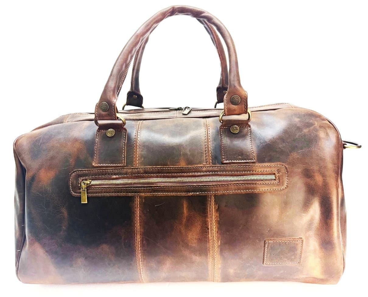Borsa da viaggio DRAGONE MAXI in vera pelle nabuk, con zip esterne, CHIAROSCURO Made in Italy