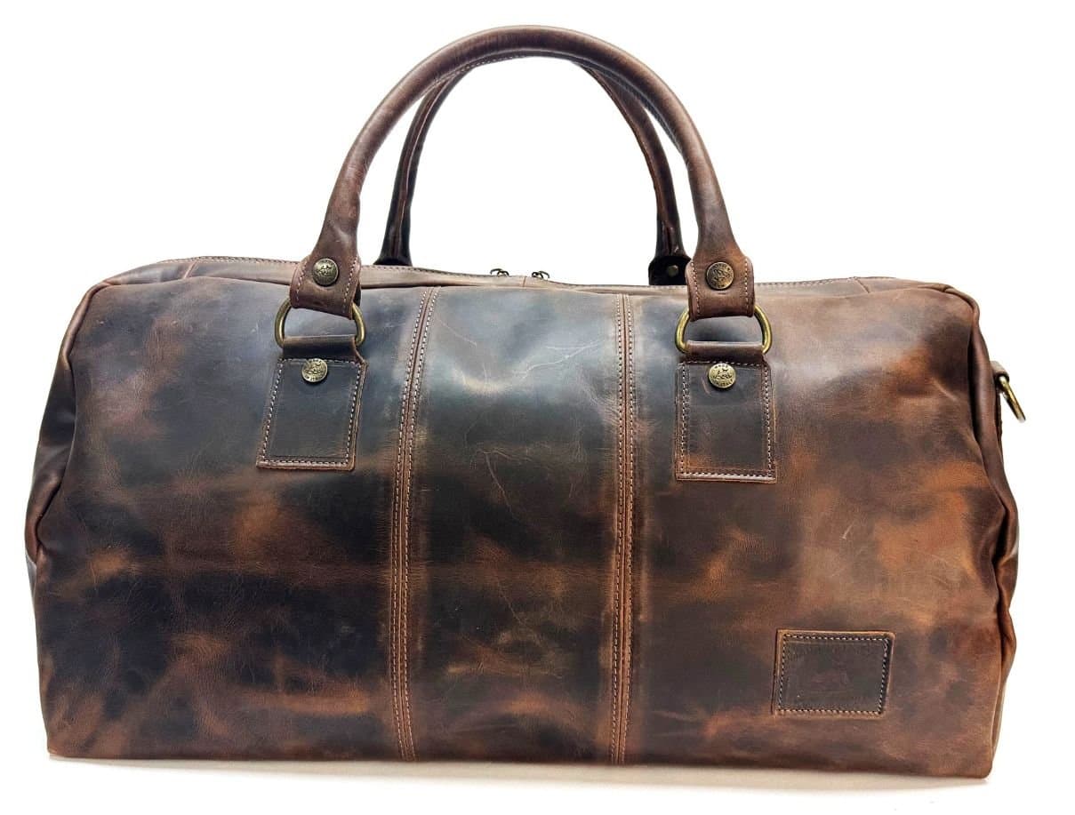 Borsa da viaggio DRAGONE MAXI in vera pelle nabuk, CHIAROSCURO Made in Italy